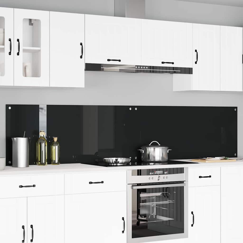 Schienale da cucina 2 pz Nero 120 x 50 cm vetro temperato