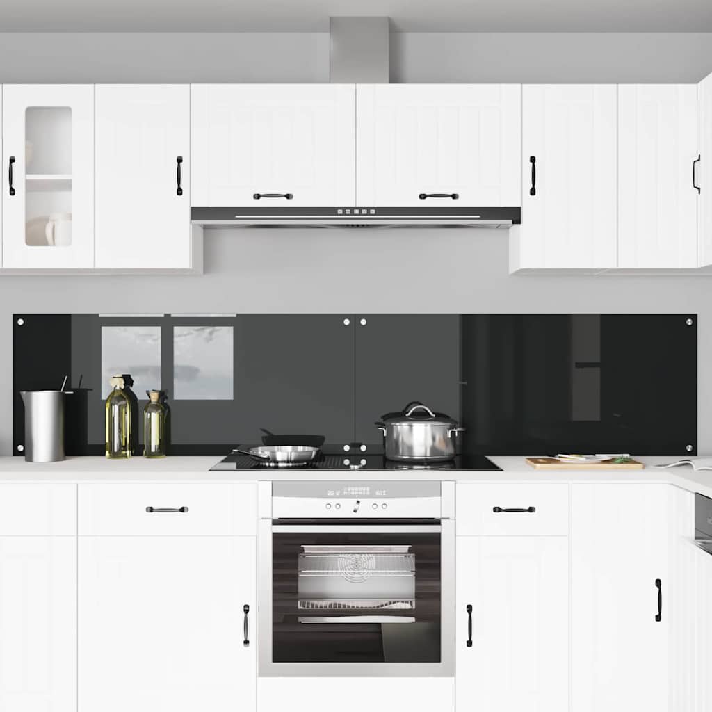 Schienale da cucina 2 pz Nero 120 x 50 cm vetro temperato
