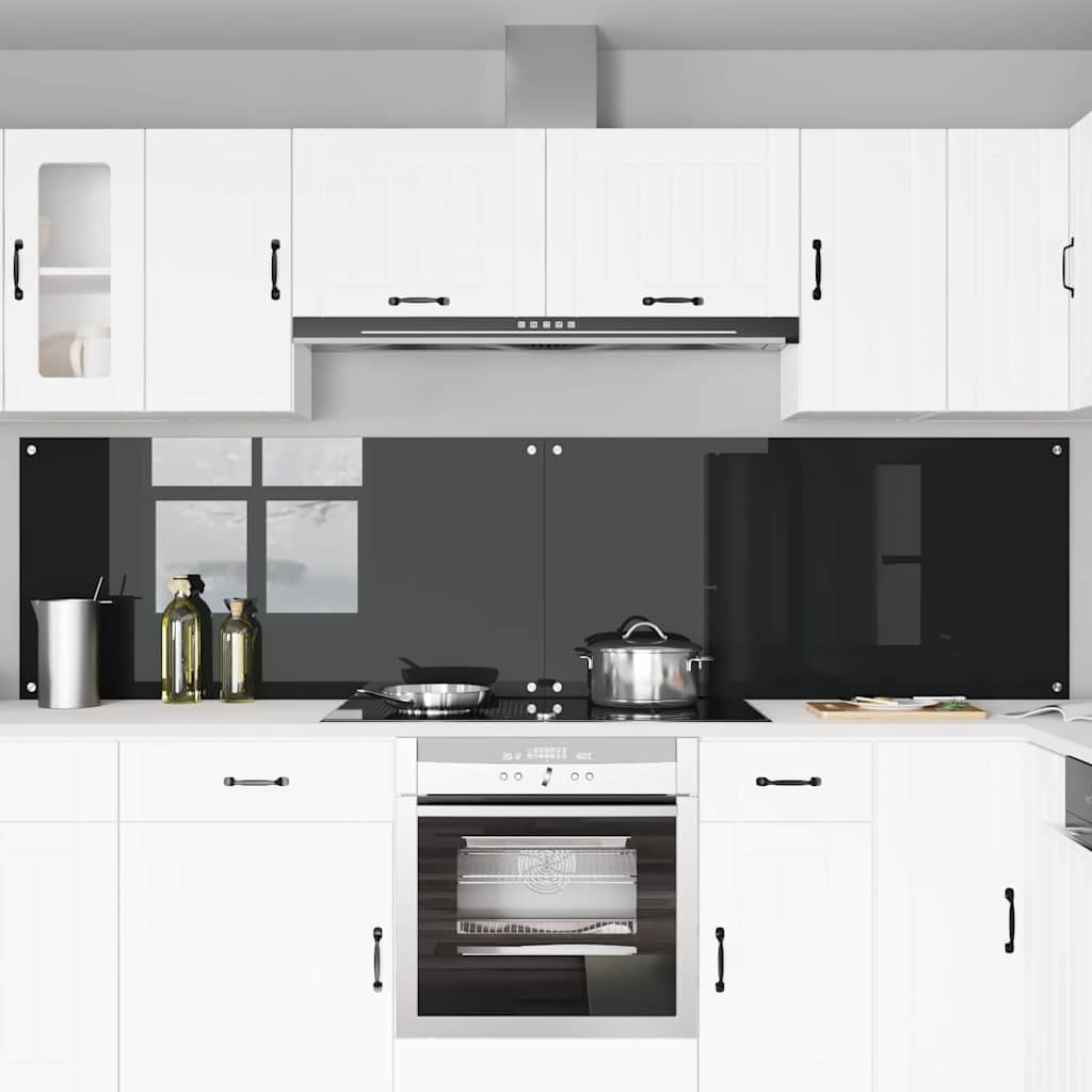 Schienale da cucina 2 pz Nero 120 x 60 cm vetro temperato