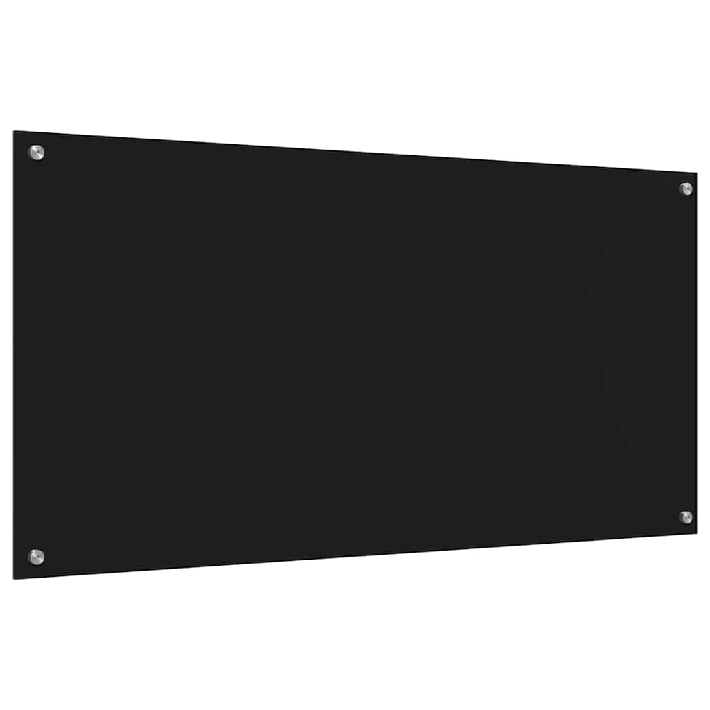 Schienale da cucina 2 pz Nero 120 x 60 cm vetro temperato