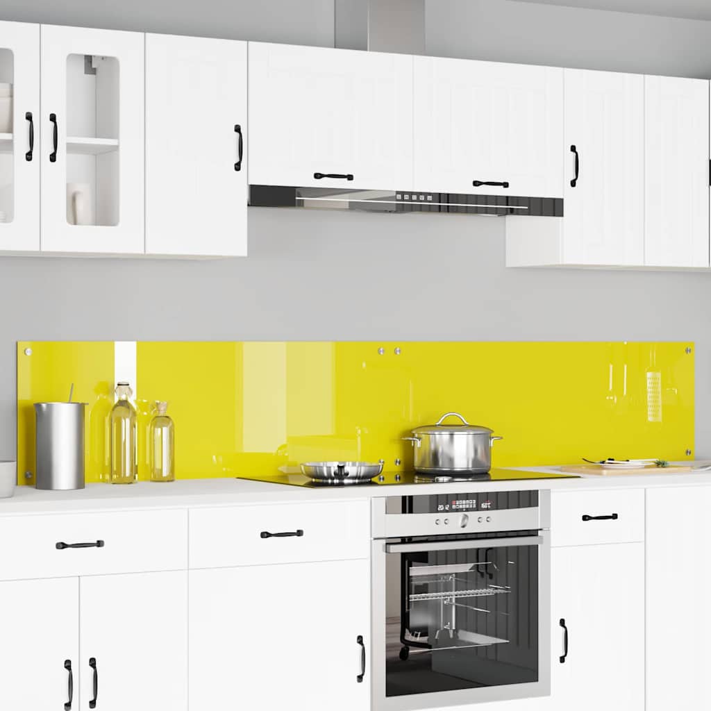 Schienale da cucina 2 pz Giallo 120 x 40 cm vetro temperato