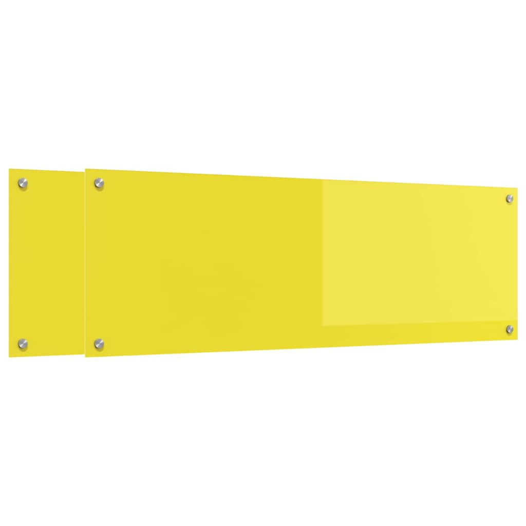 Schienale da cucina 2 pz Giallo 120 x 40 cm vetro temperato