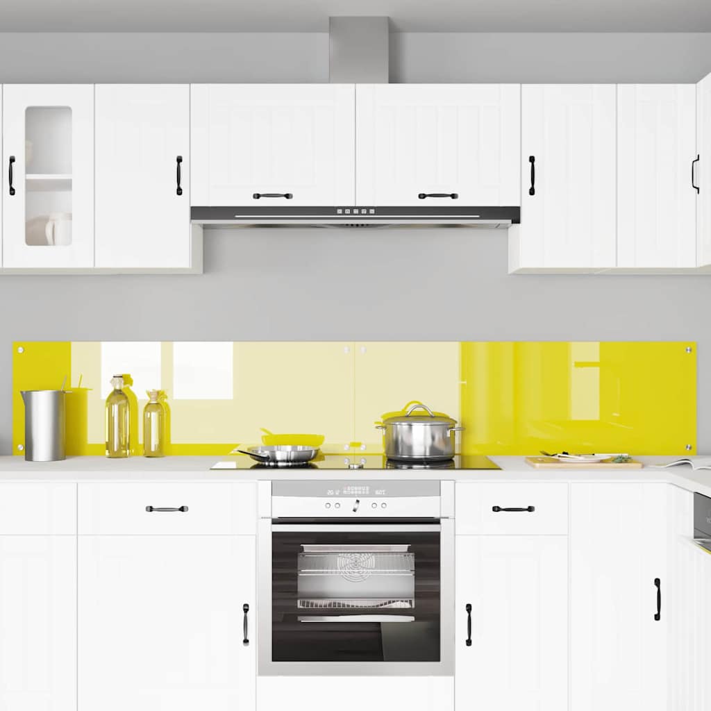 Schienale da cucina 2 pz Giallo 120 x 40 cm vetro temperato