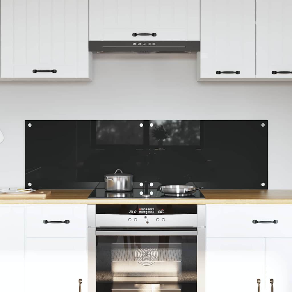 Schienale da cucina 2 pz Nero 70 x 40 cm vetro temperato