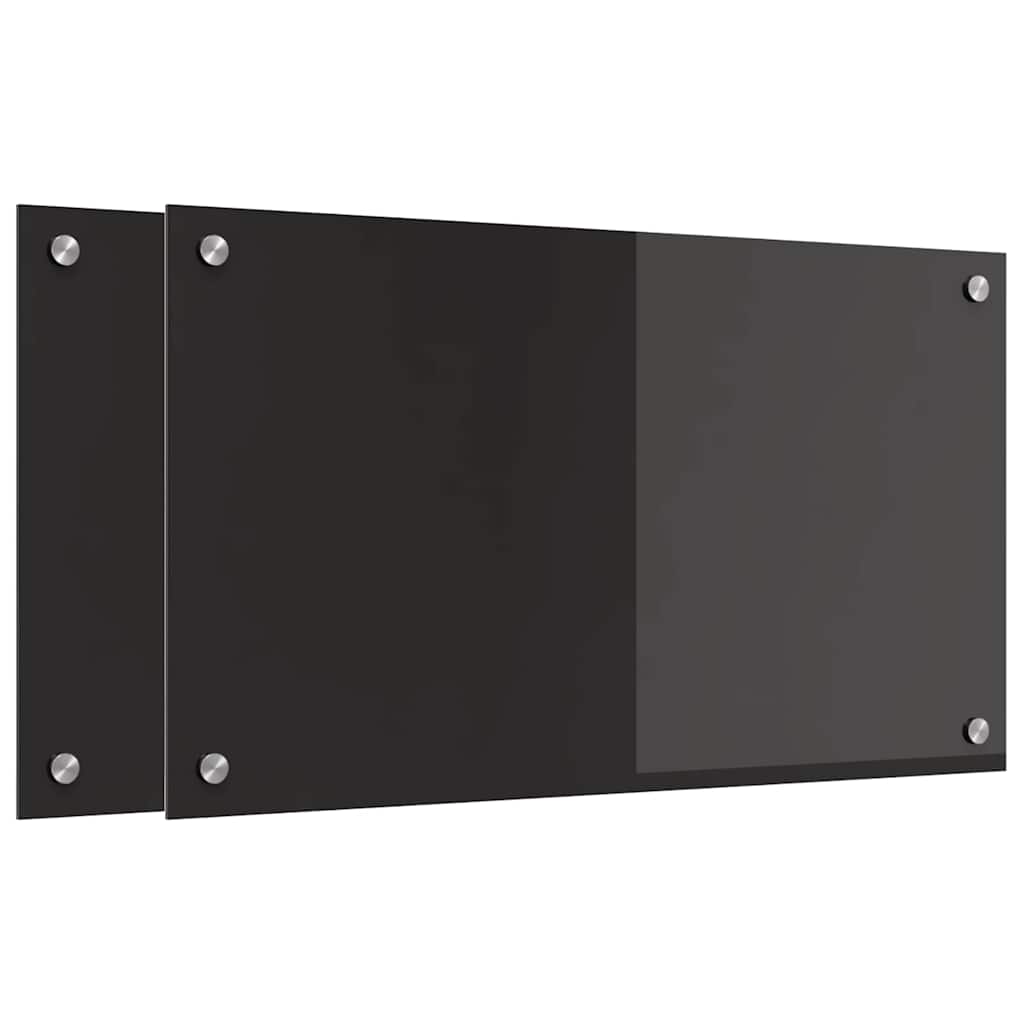 Schienale da cucina 2 pz Nero 70 x 40 cm vetro temperato