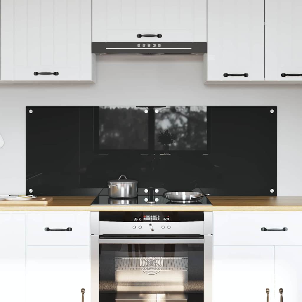 Schienale da cucina 2 pz Nero 70 x 50 cm vetro temperato
