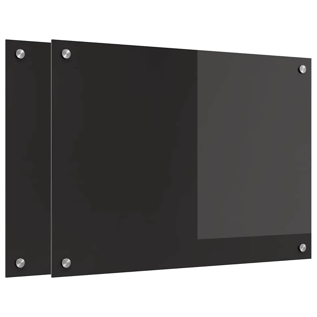 Schienale da cucina 2 pz Nero 70 x 50 cm vetro temperato