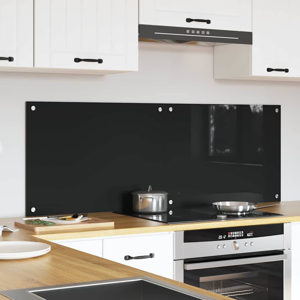 Schienale da cucina 2 pz Nero 70 x 50 cm vetro temperato