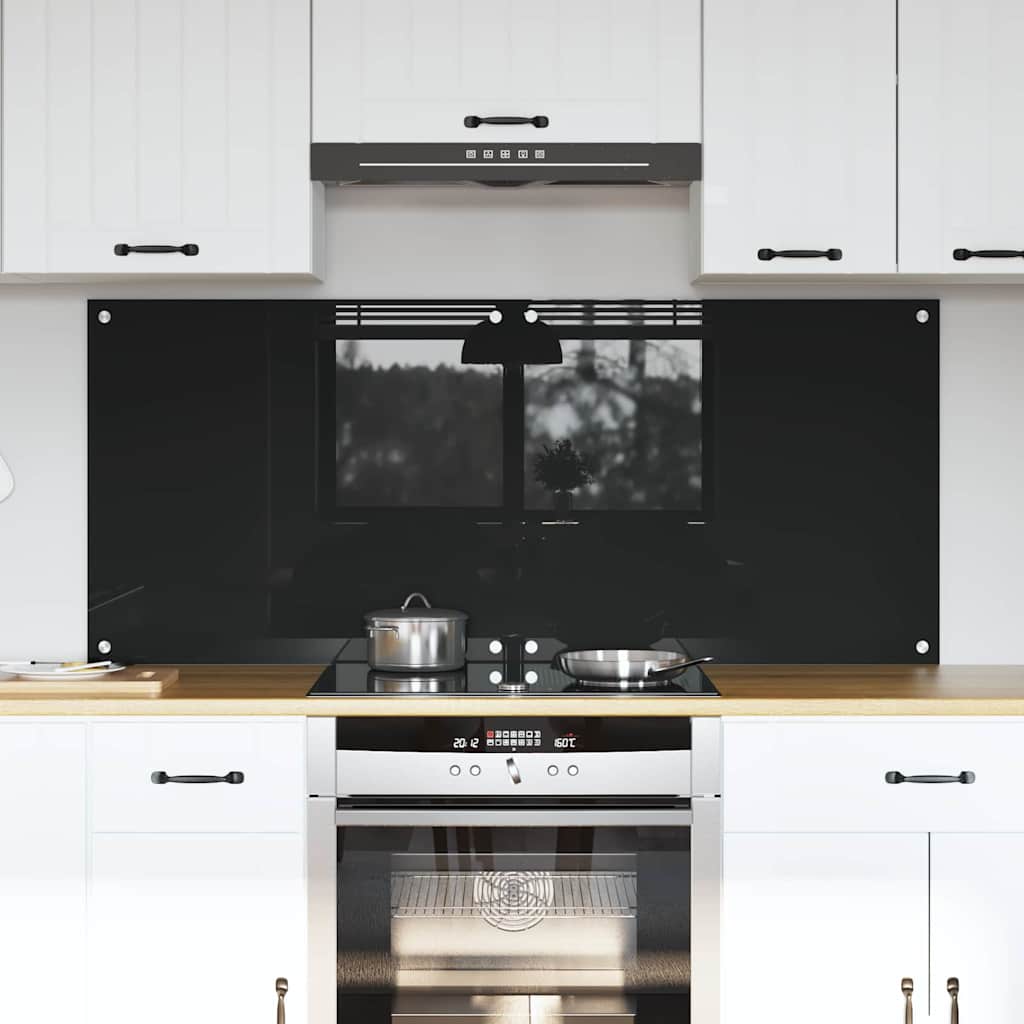 Schienale da cucina 2 pz Nero 70 x 60 cm vetro temperato