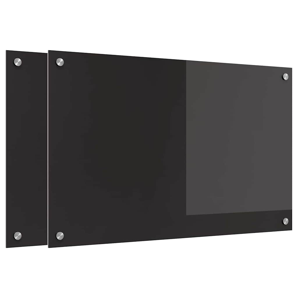 Schienale da cucina 2 pz Nero 80 x 50 cm vetro temperato