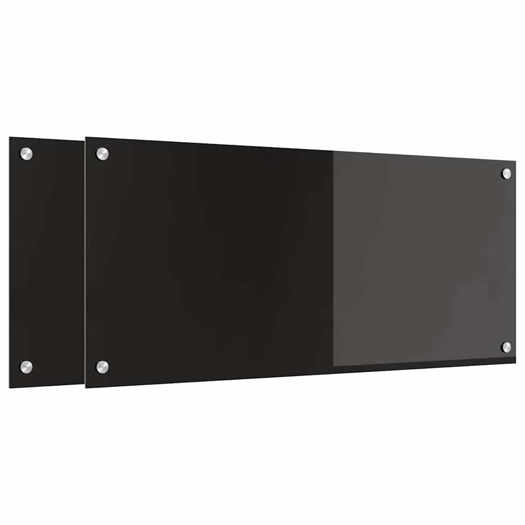 Schienale da cucina 2 pz Nero 90 x 40 cm vetro temperato