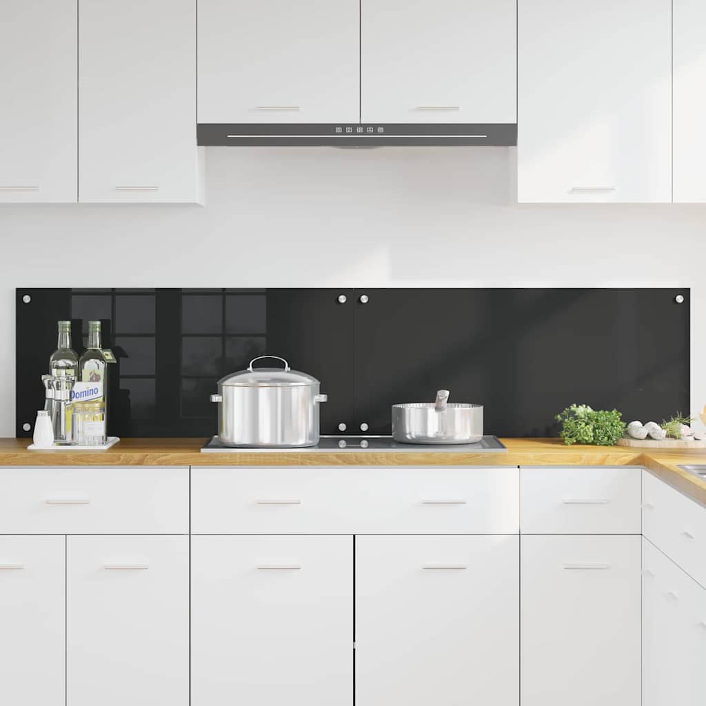 Schienale da cucina 2 pz Nero 90 x 40 cm vetro temperato