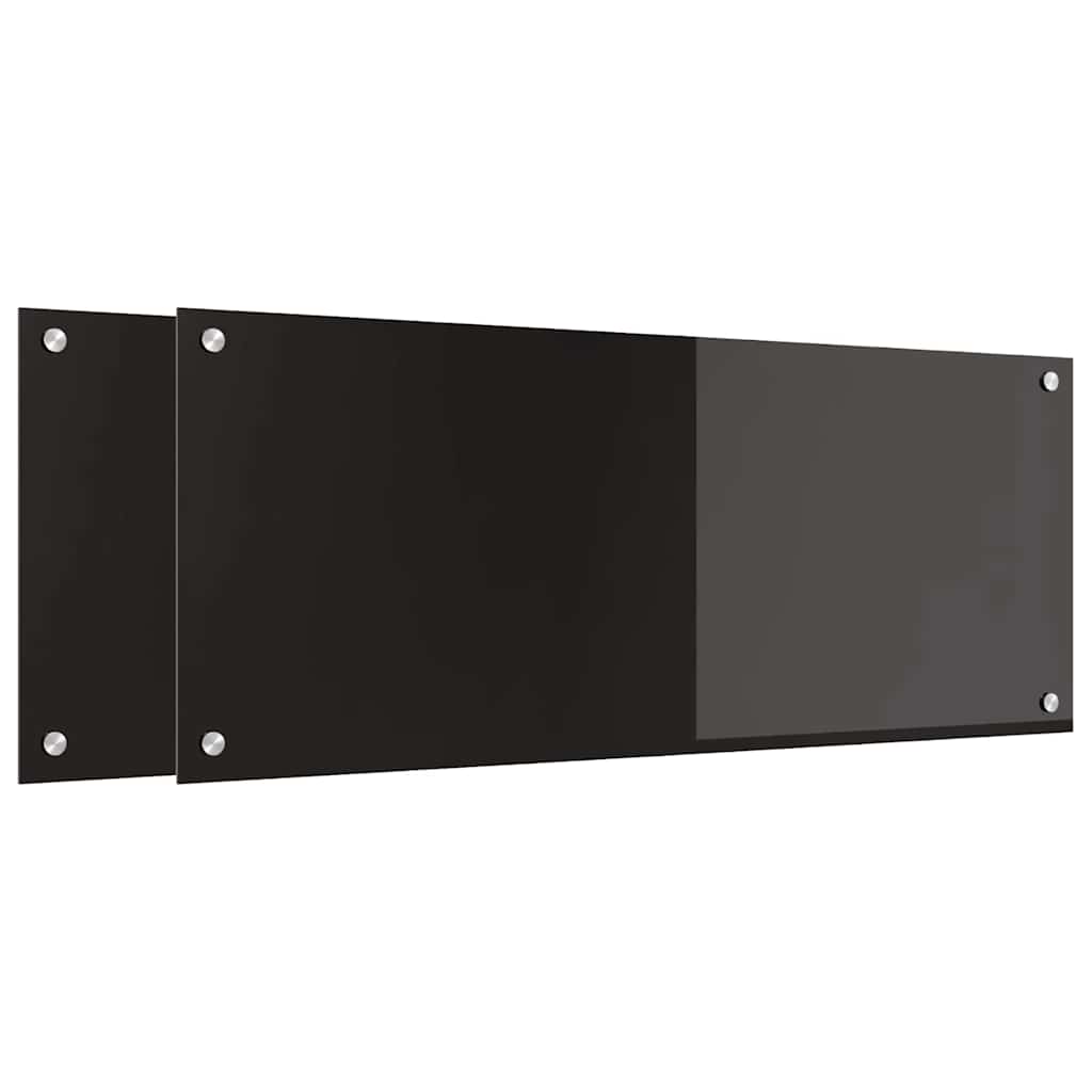 Schienale da cucina 2 pz Nero 100 x 40 cm vetro temperato