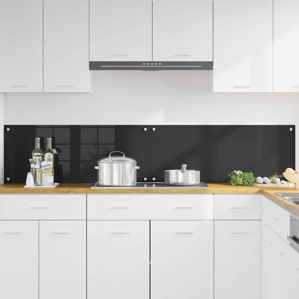 Schienale da cucina 2 pz Nero 100 x 40 cm vetro temperato
