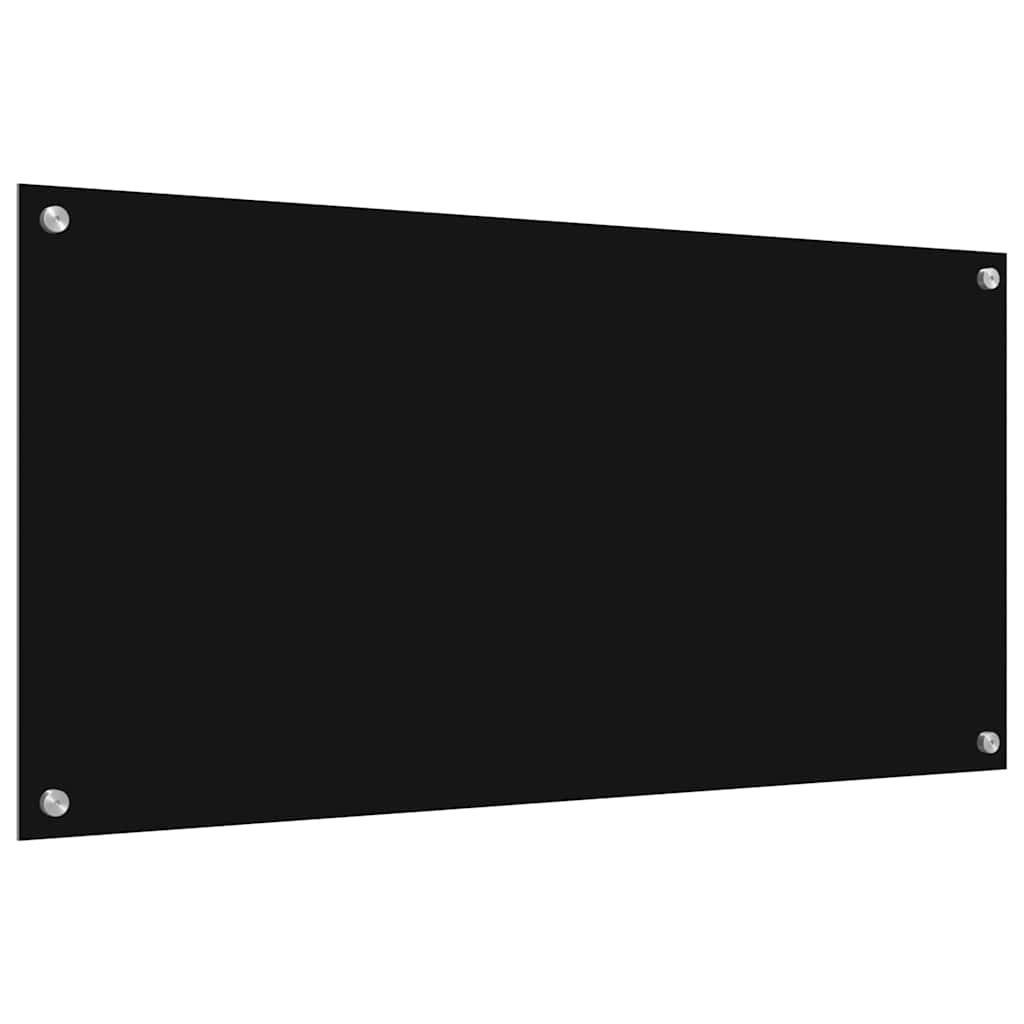 Schienale da cucina 2 pz Nero 100 x 50 cm vetro temperato
