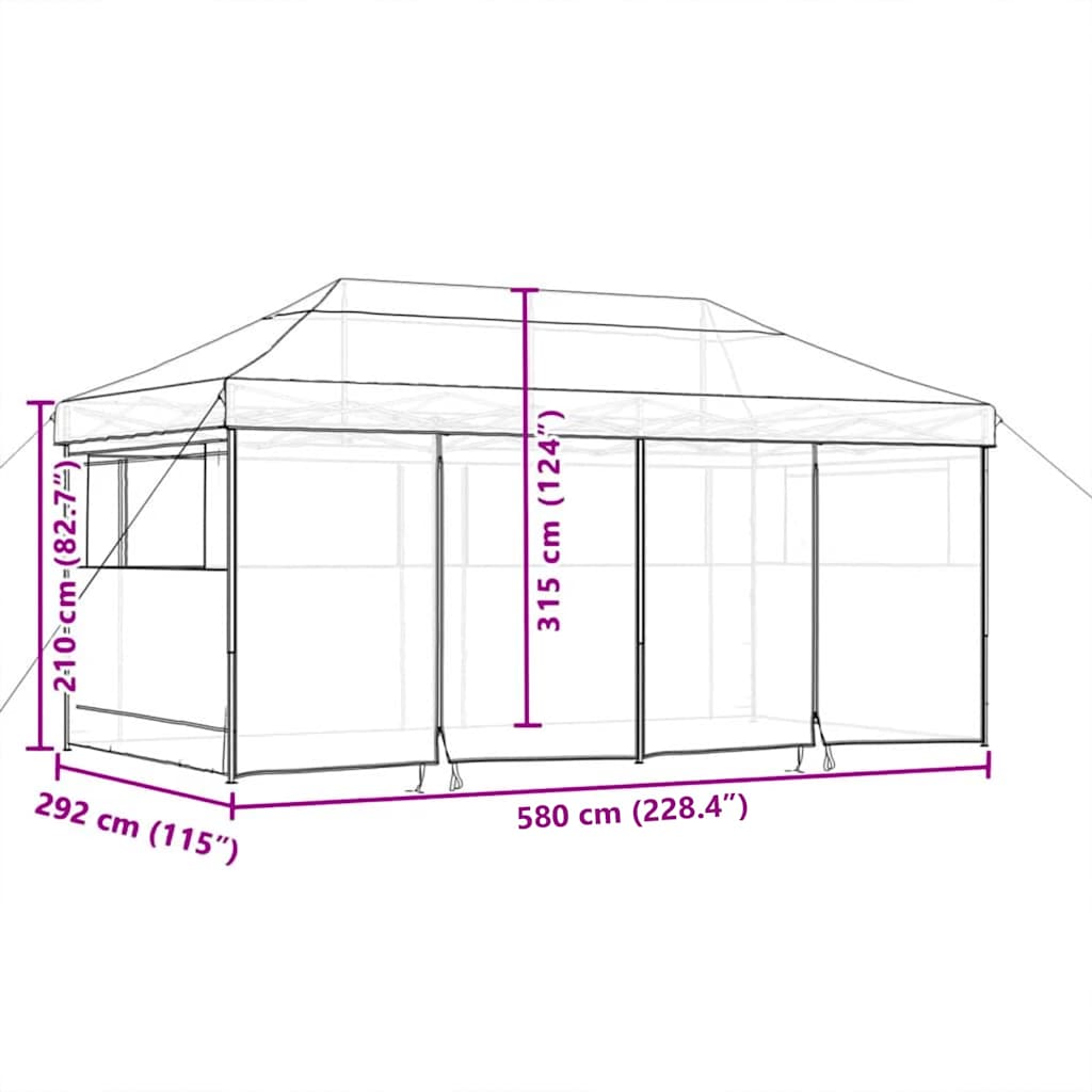 Tendone Pop-up 580 x 292 x 315 cm Tortora Tessuto Oxford