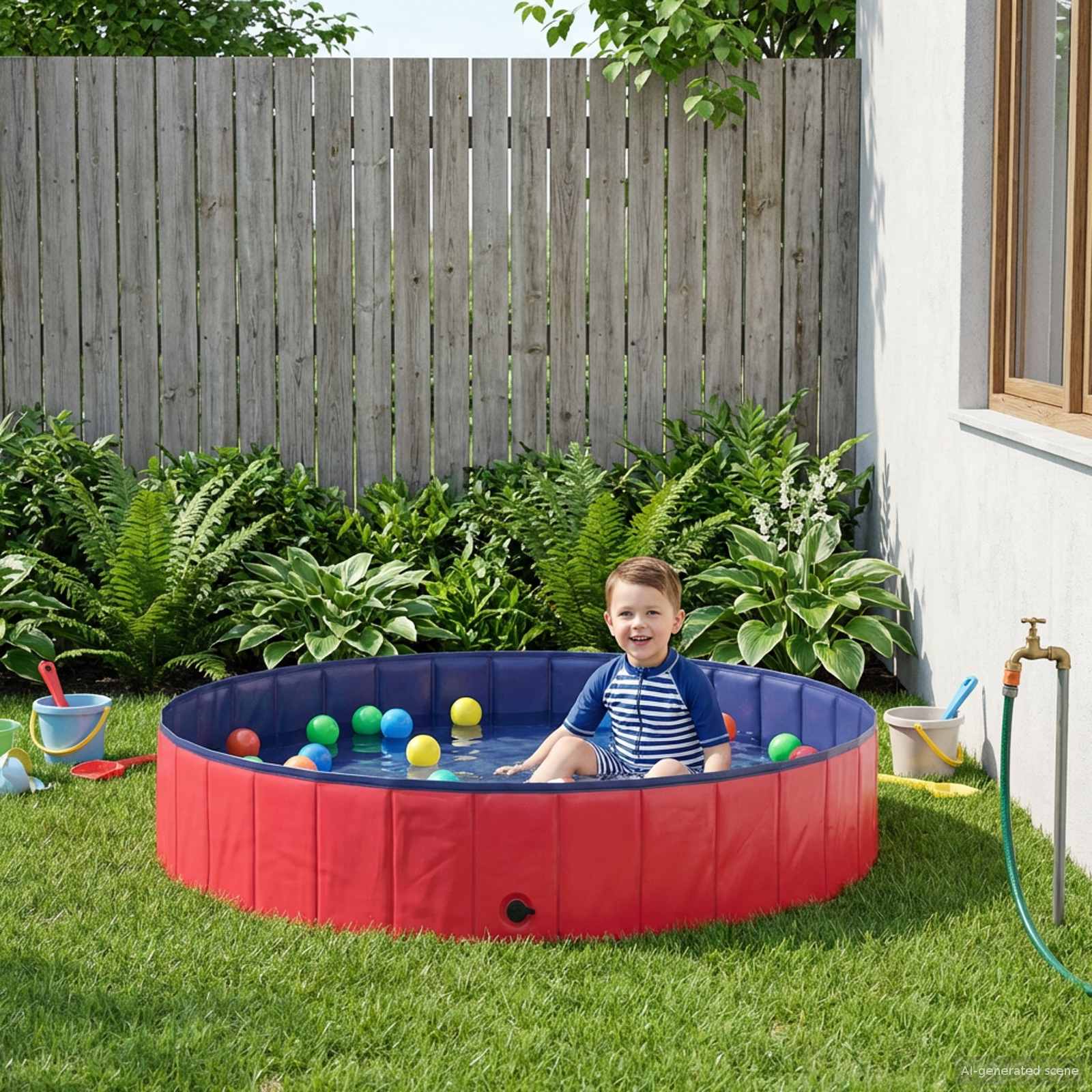 Piscina per bambini Ø 160 x 30 cm Rotondo per Rosso e Blu