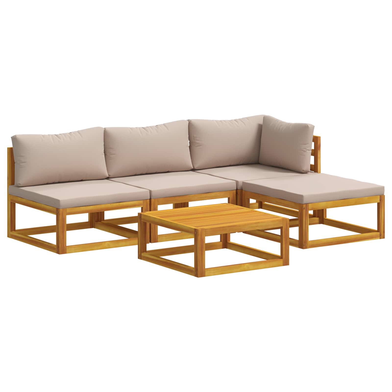 Set di divani 5 pz Naturale Legno di Acacia Massello