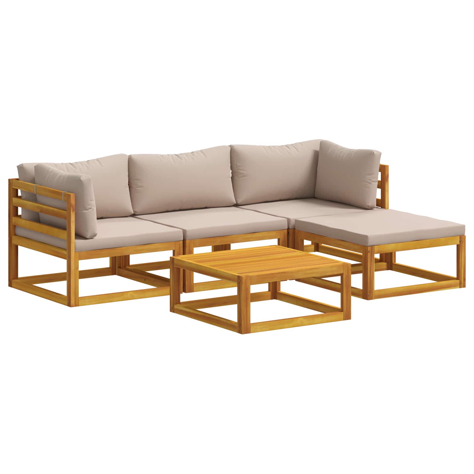 Set di divani 5 pz Naturale Legno di Acacia Massello