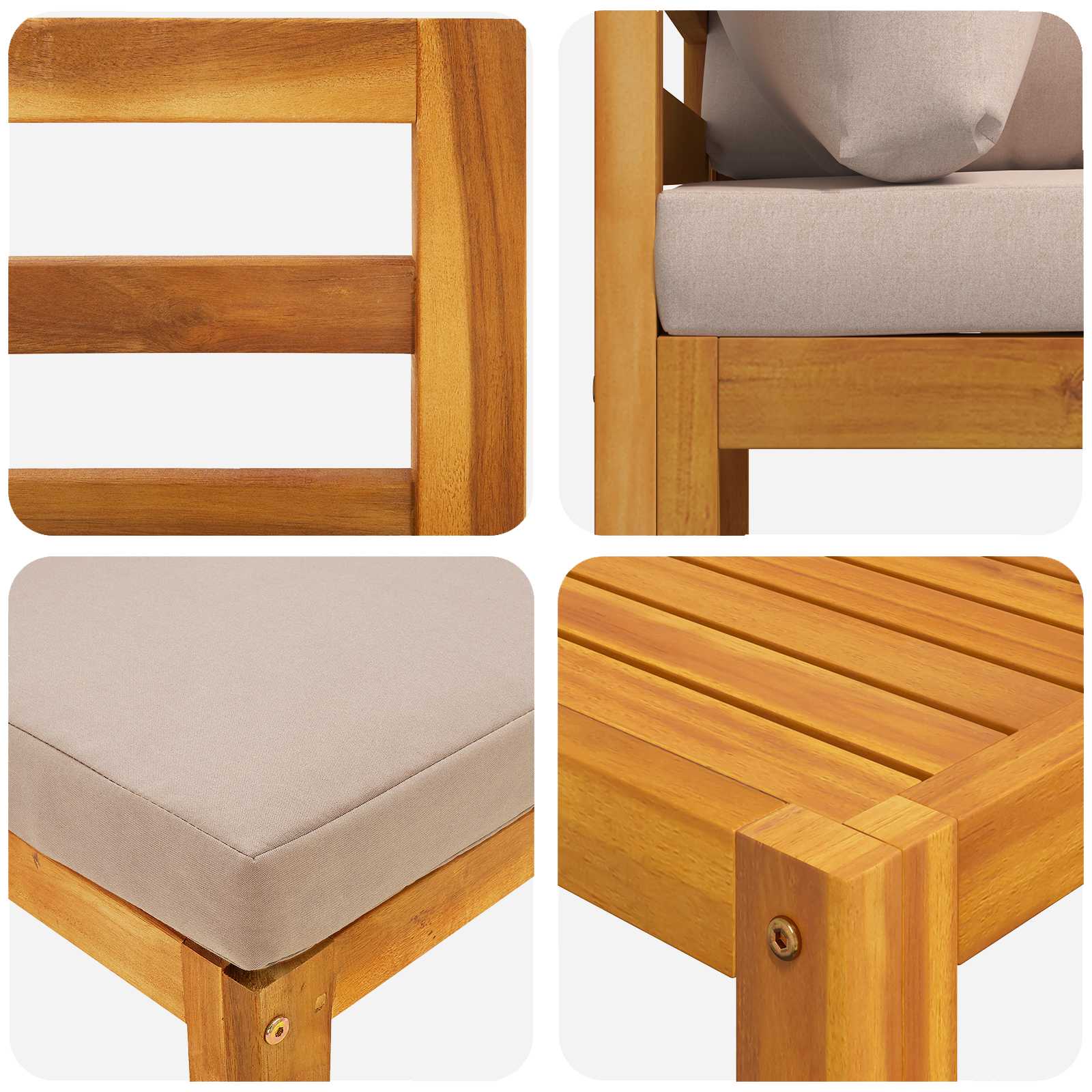 Set di divani 5 pz Naturale Legno di Acacia Massello