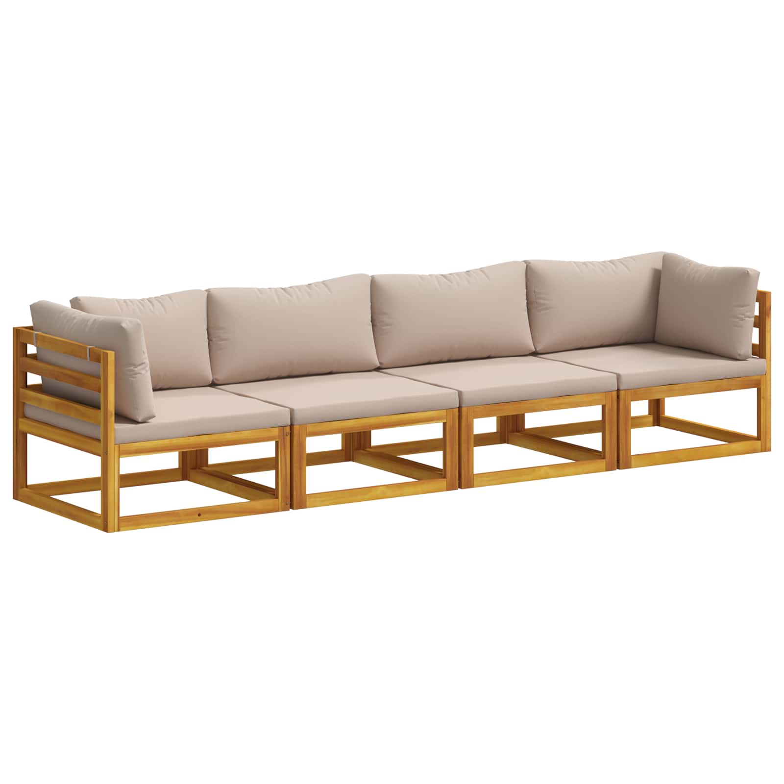 Set di divani 4 pz Naturale Legno di Acacia Massello