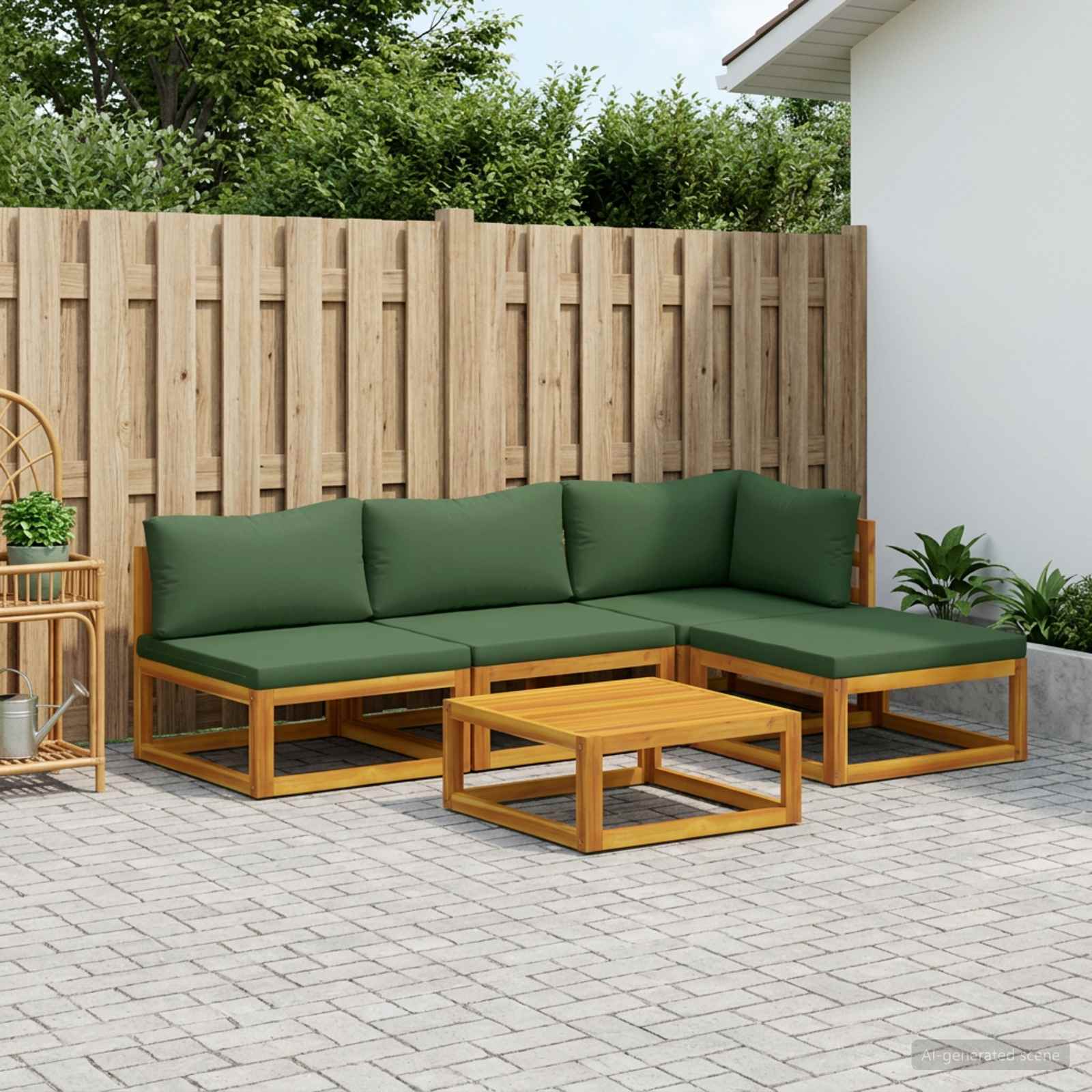 Set di divani 5 pz Naturale Legno di Acacia Massello