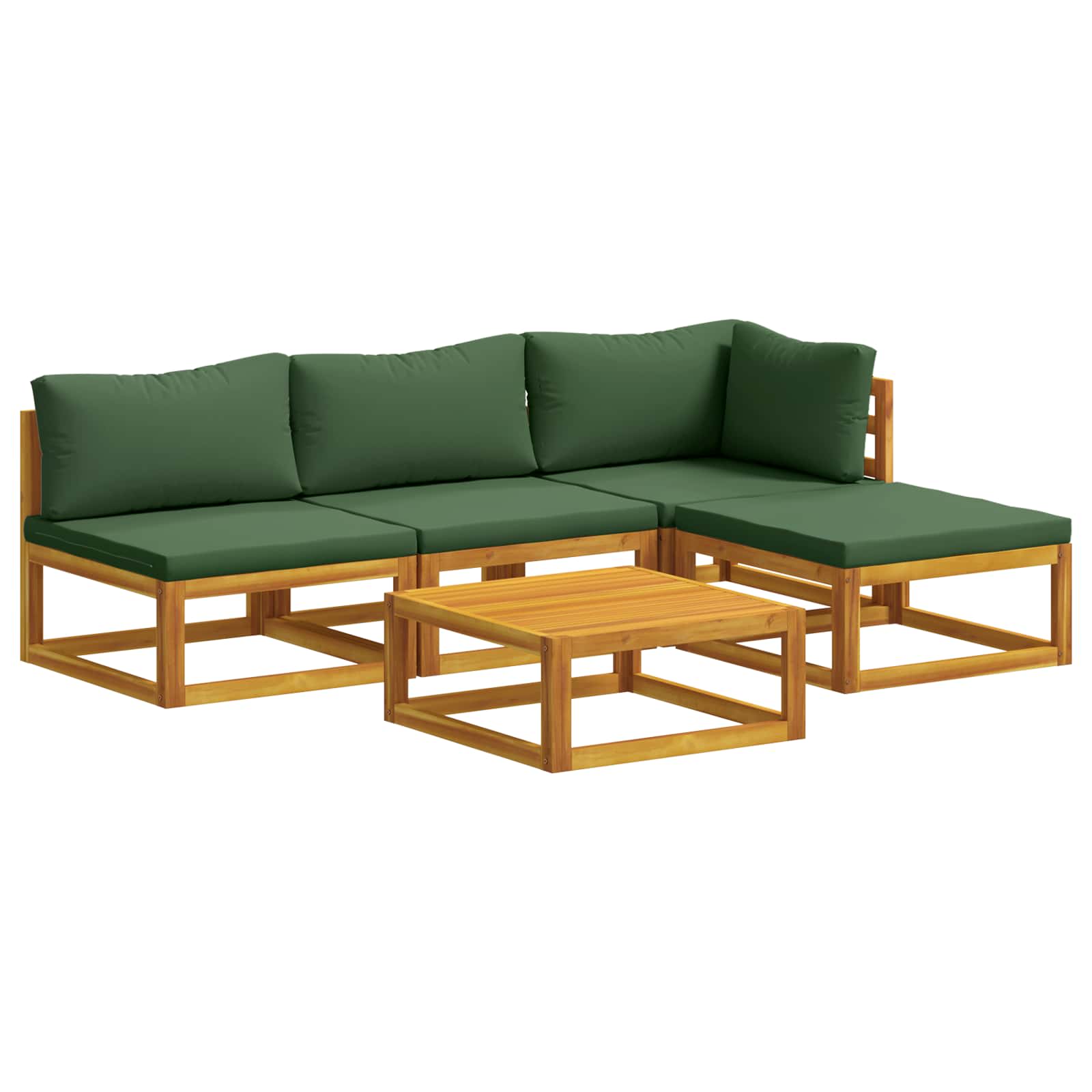 Set di divani 5 pz Naturale Legno di Acacia Massello