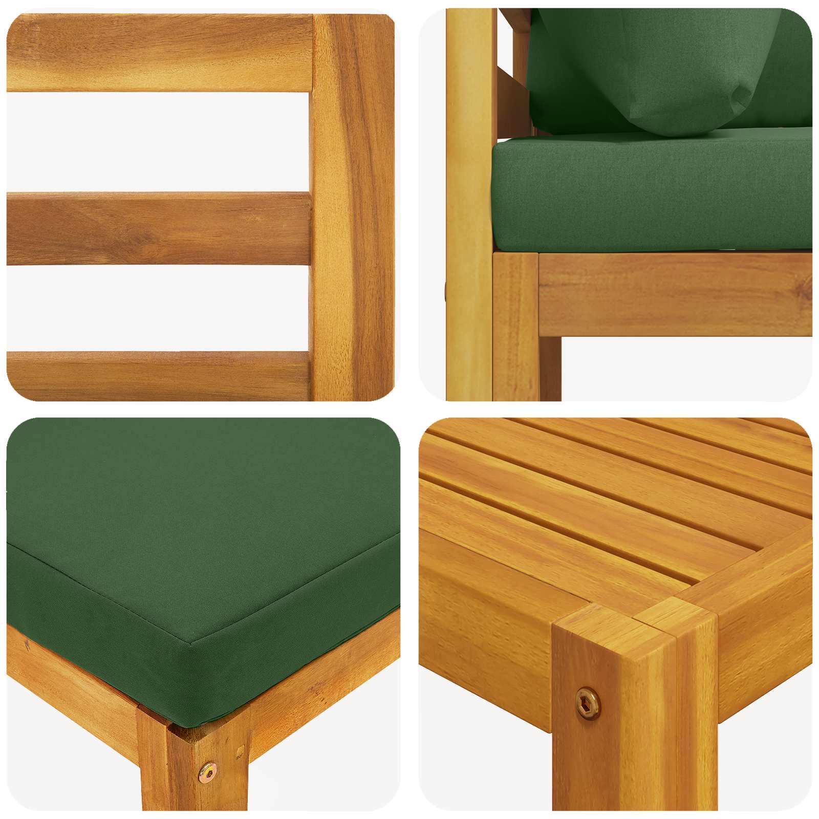 Set di divani 5 pz Naturale Legno di Acacia Massello