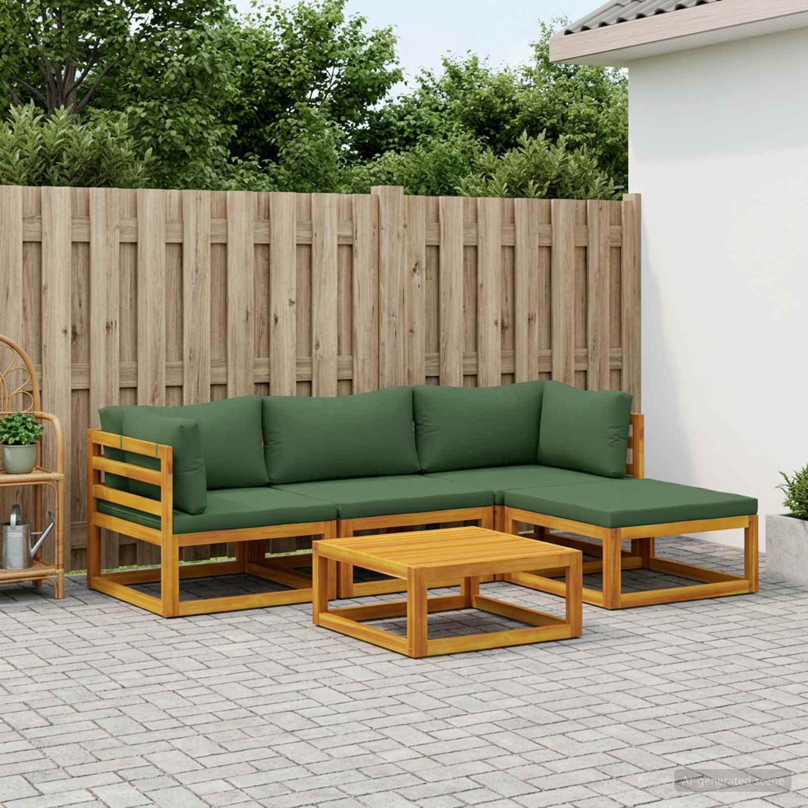 Set di divani 5 pz Naturale Legno di Acacia Massello