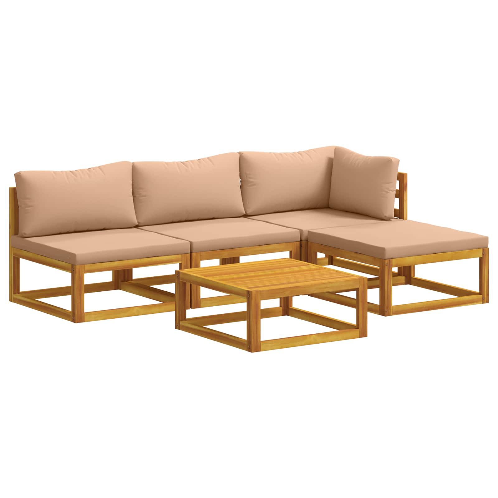 Set di divani 5 pz Naturale Legno di Acacia Massello