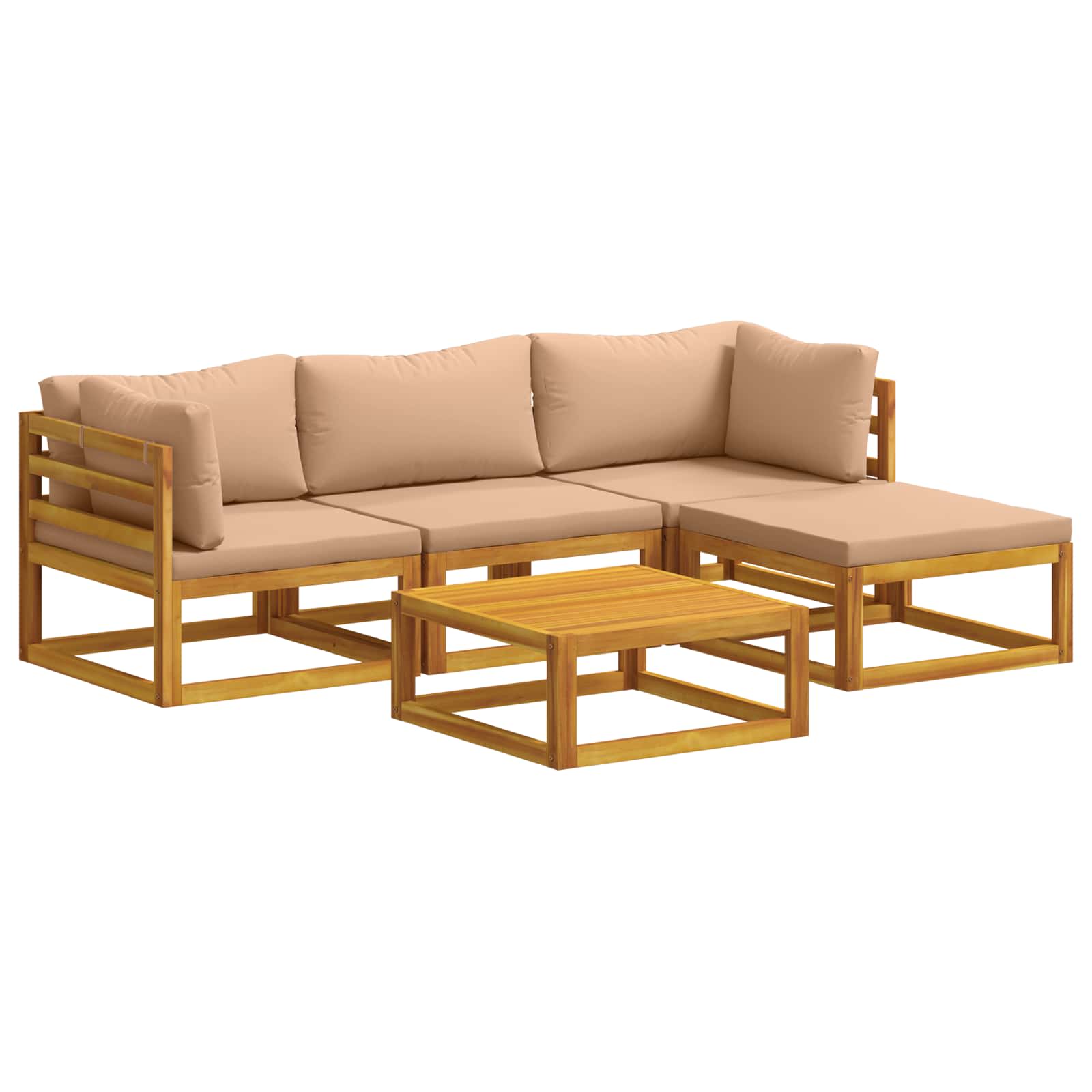 Set di divani 5 pz Naturale Legno di Acacia Massello