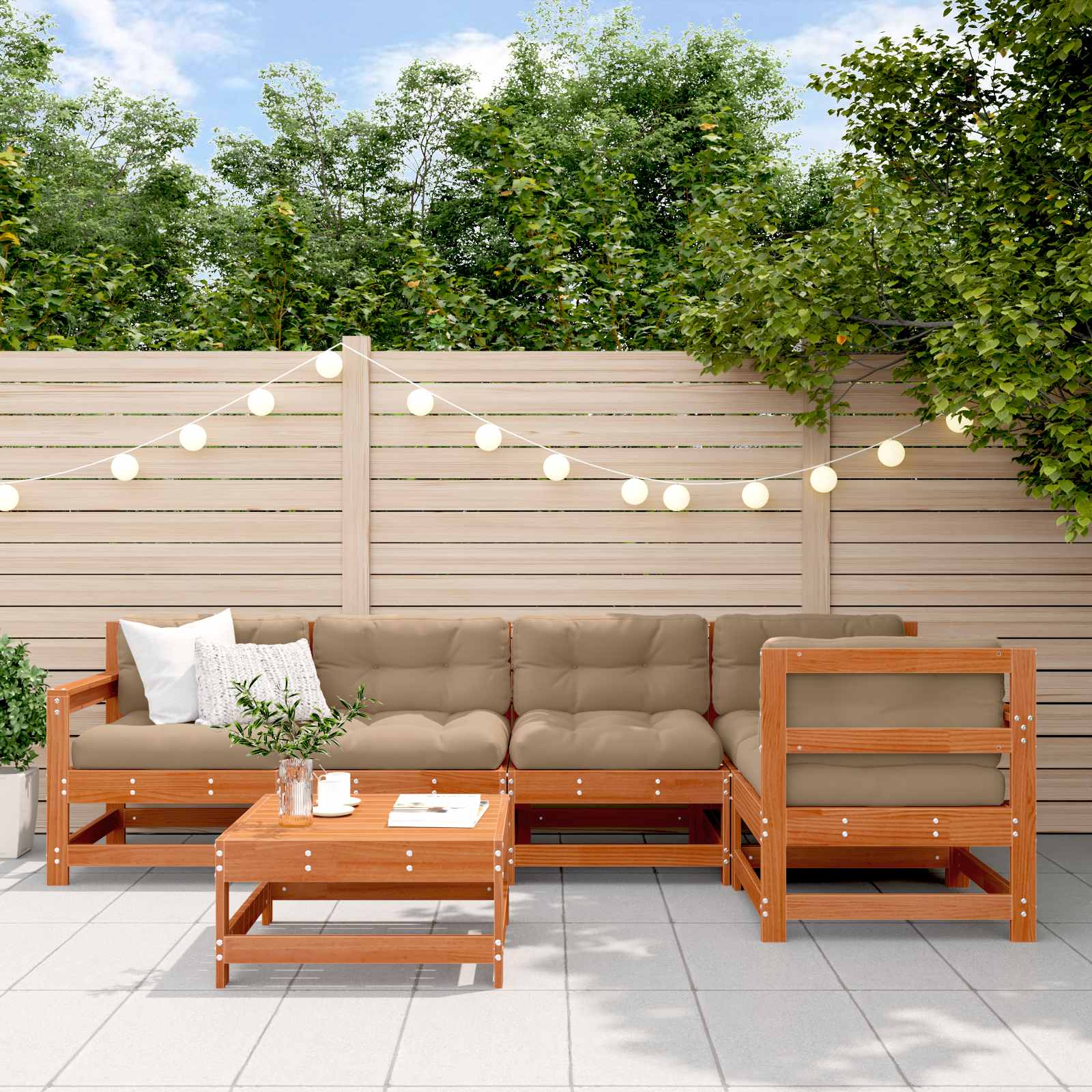 Set Lounge da Giardino 6 pz Marrone Cera
