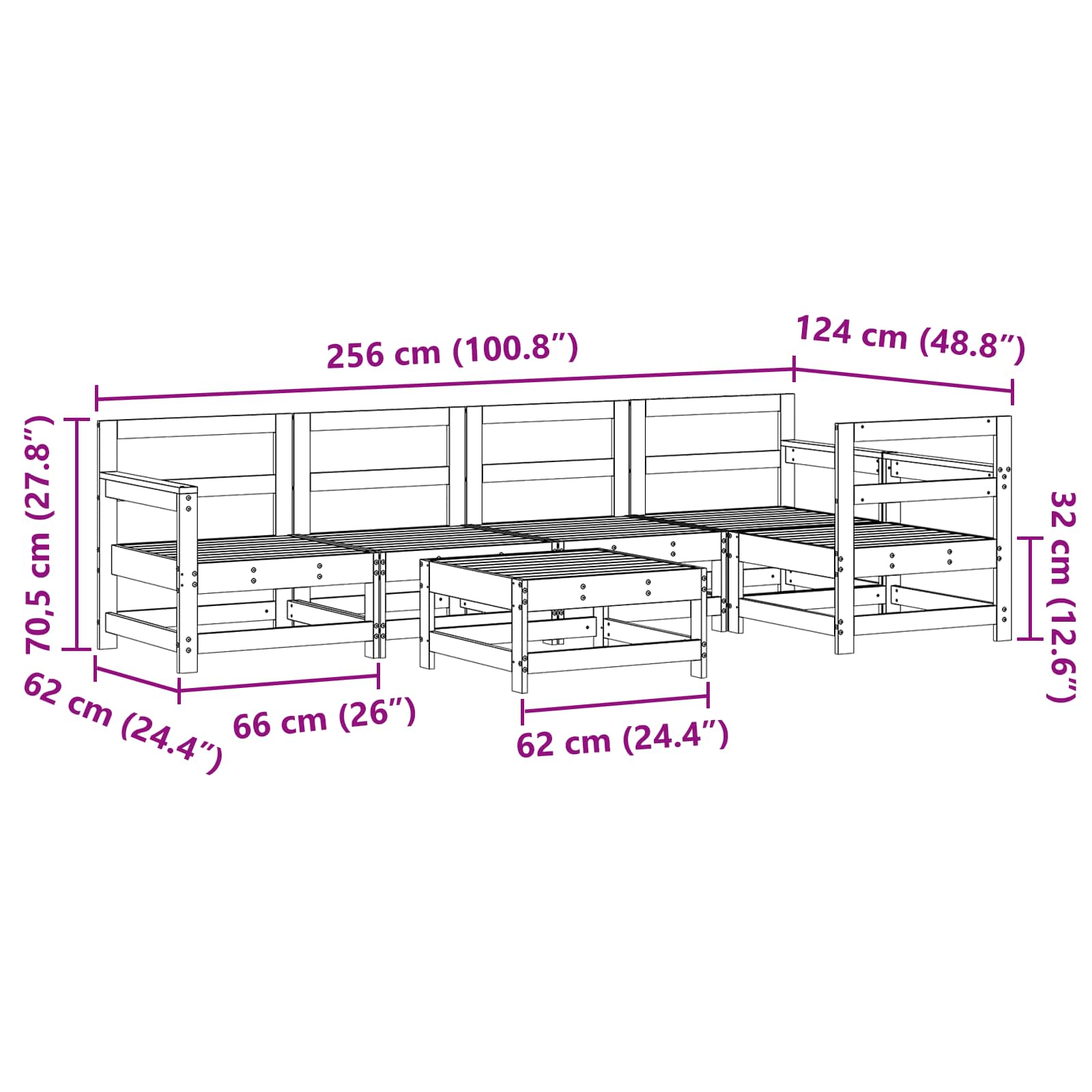 Set Lounge da Giardino 6 pz Marrone Cera