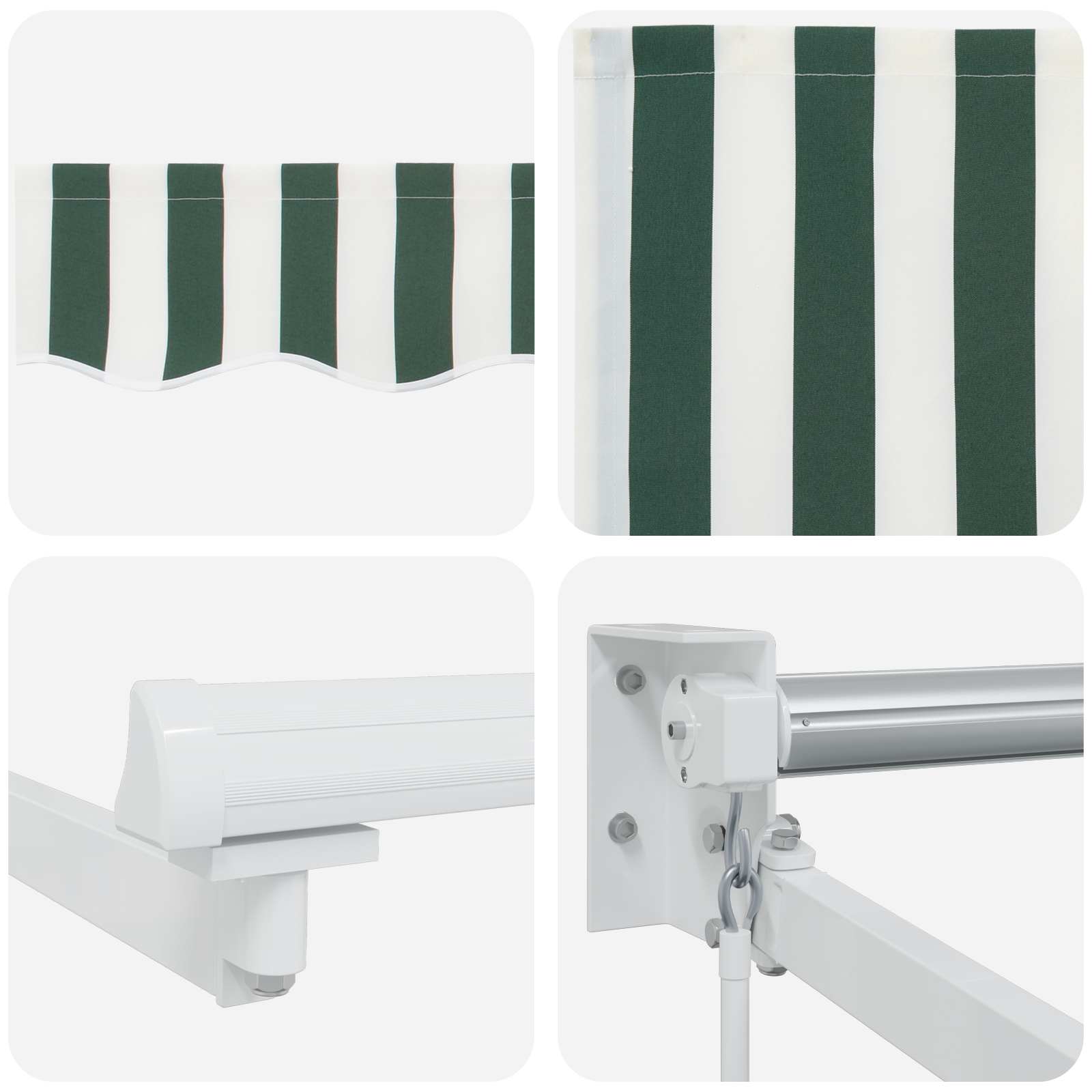 Tenda retrattile Verde e Bianco 2,5 x 2 m