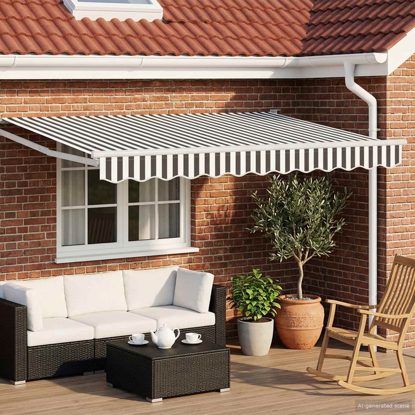 Tenda retrattile Antracite e Bianco 3 x 2 m