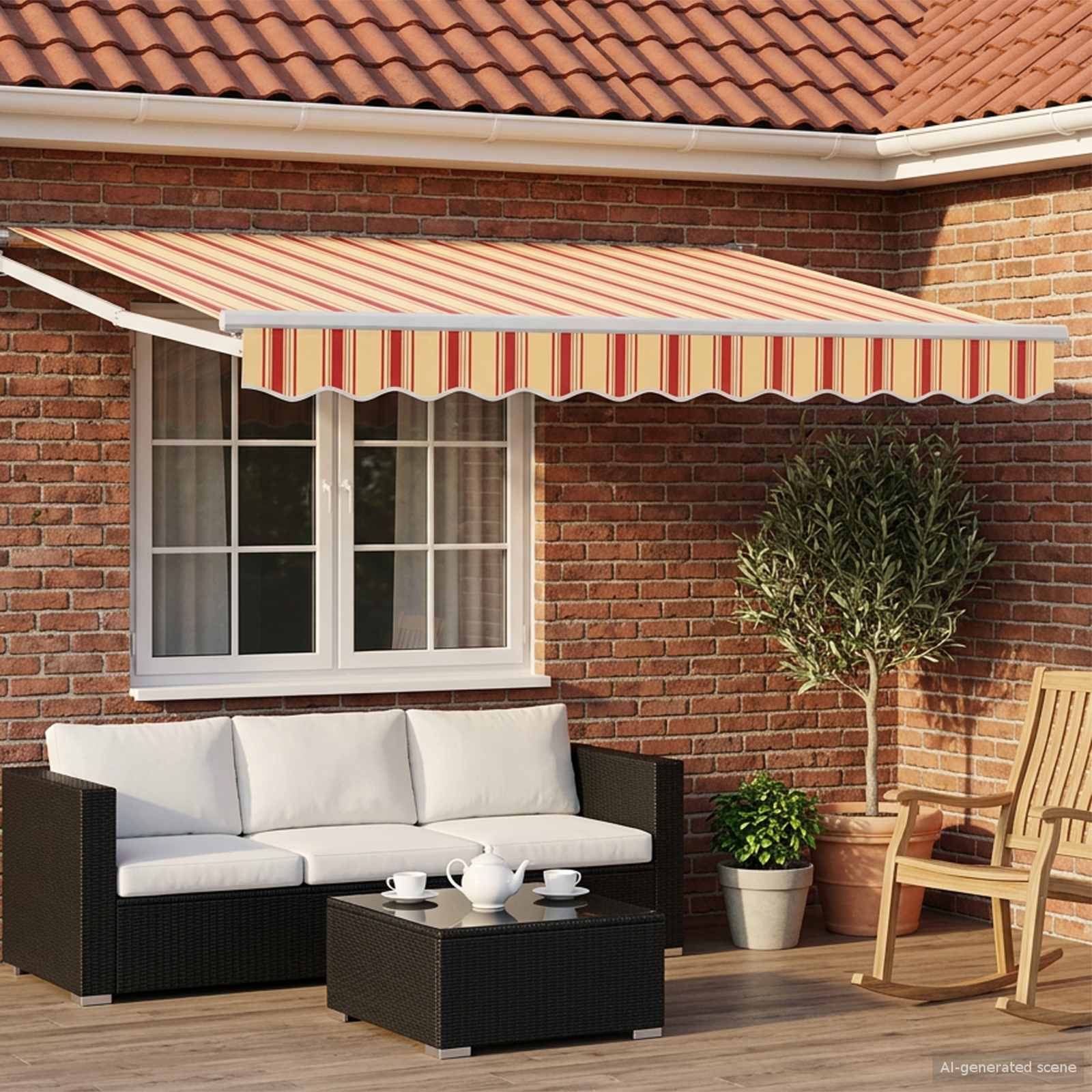 Tenda retrattile Giallo, Arancione e Bianco 3 x 2 m