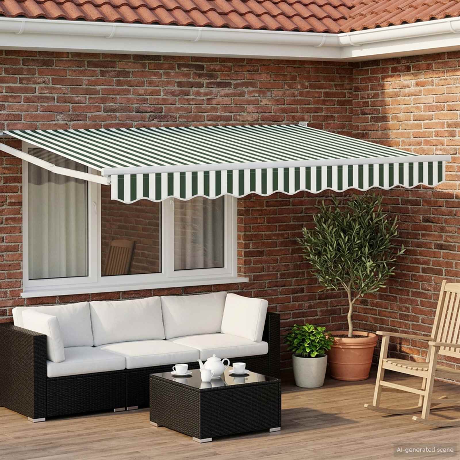 Tenda retrattile Verde e Bianco 3 x 2 m