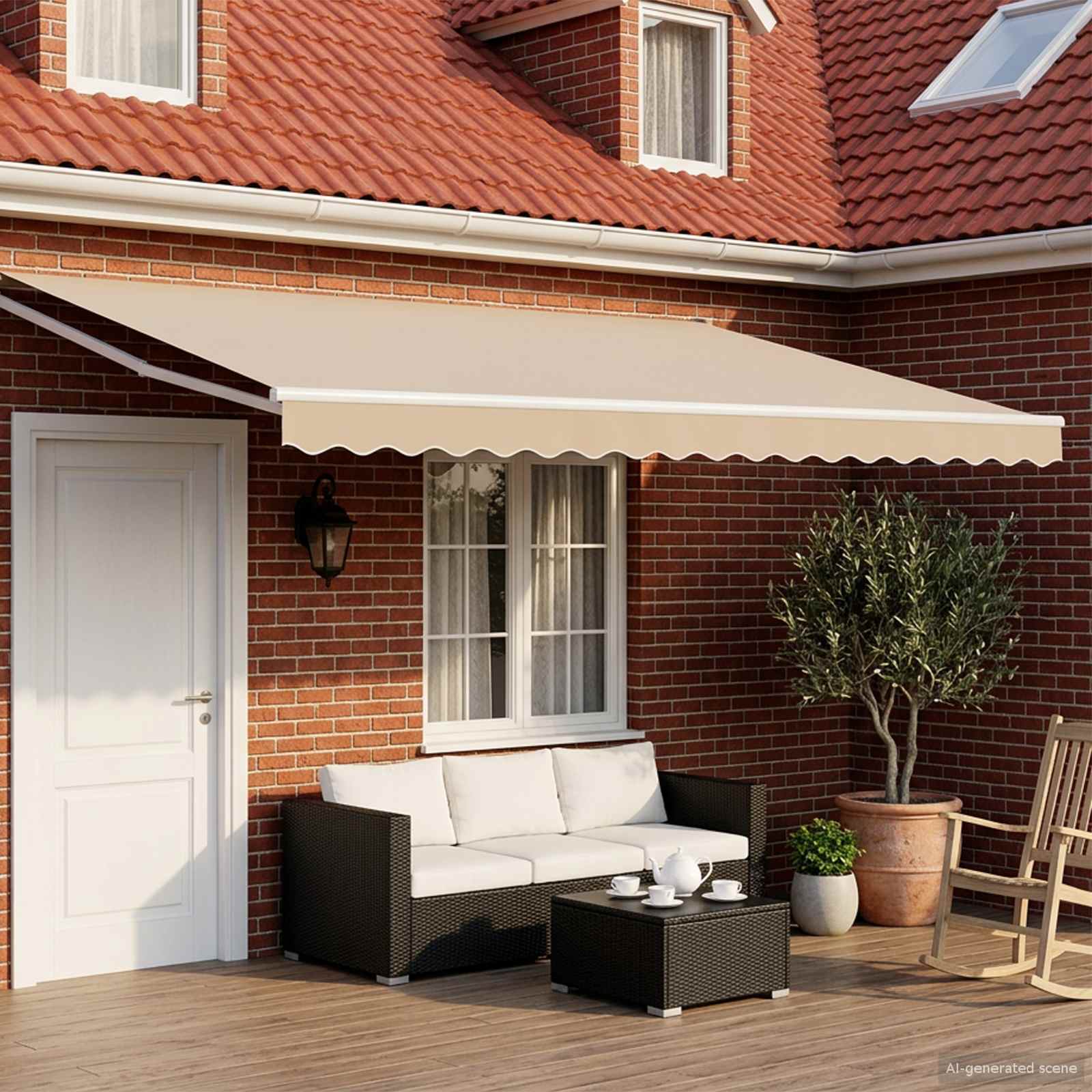 Tenda retrattile Beige 4 x 2 m 100% Poliestere e Alluminio