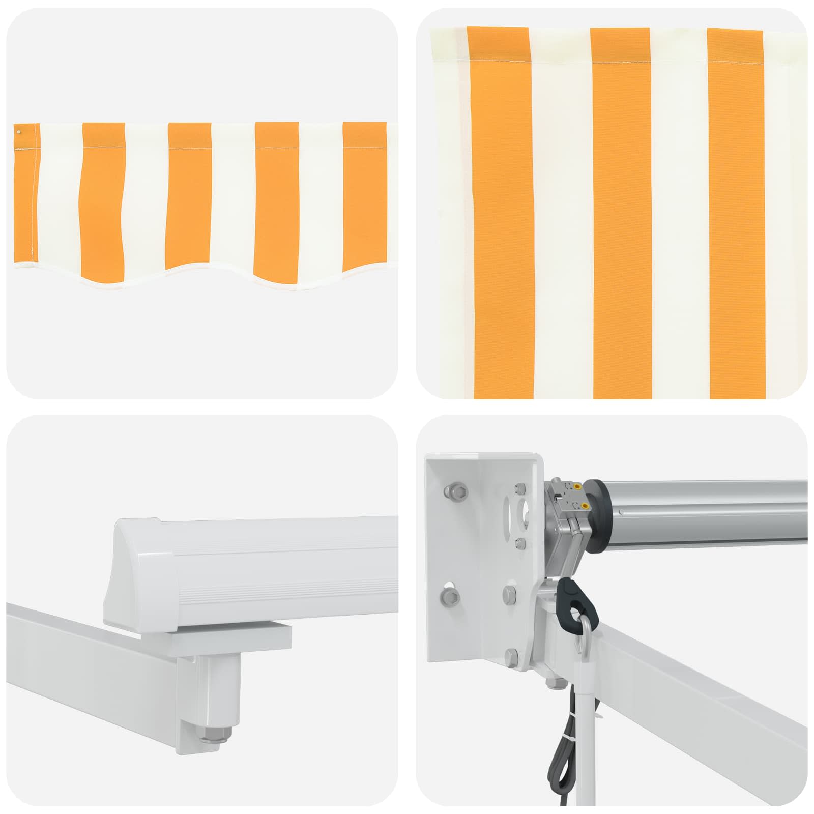 Tenda retrattile Giallo e Bianco 2,5 x 2 m Poliestere e Metallo