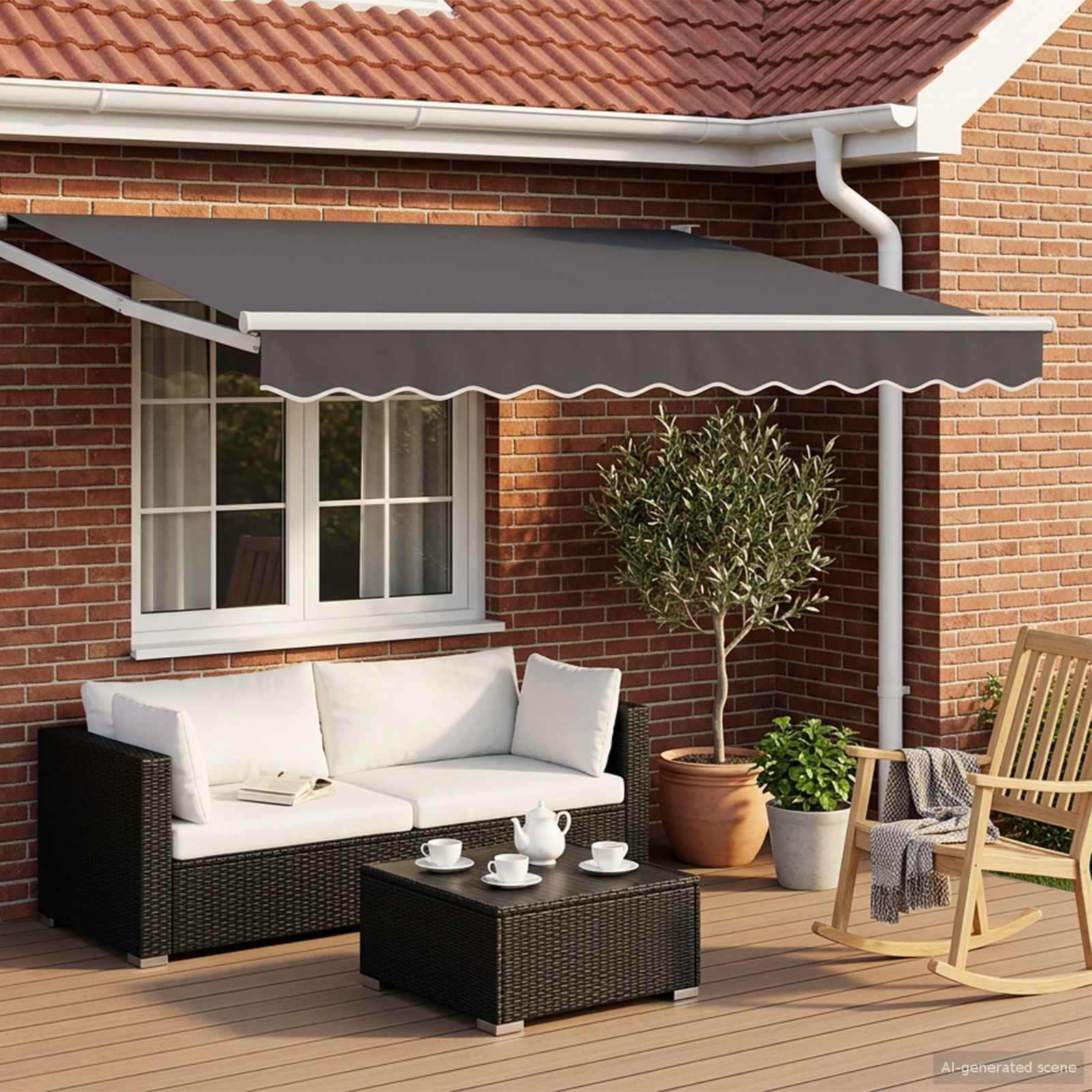 Tenda retrattile Antracite 3 x 2 m Poliestere e Metallo