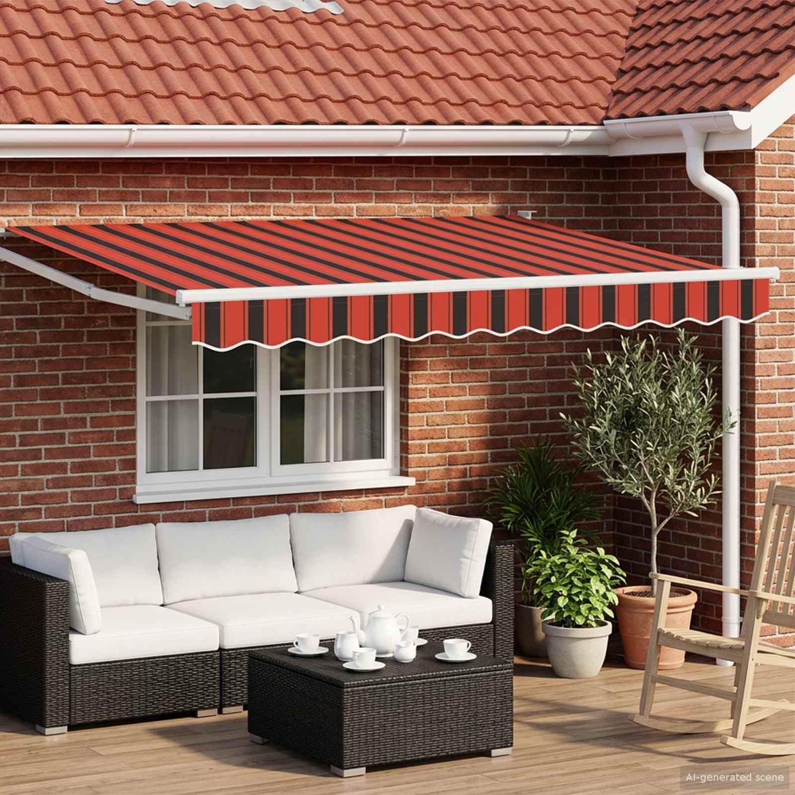 Tenda retrattile Arancione, Nero e Giallo 3 x 2 m