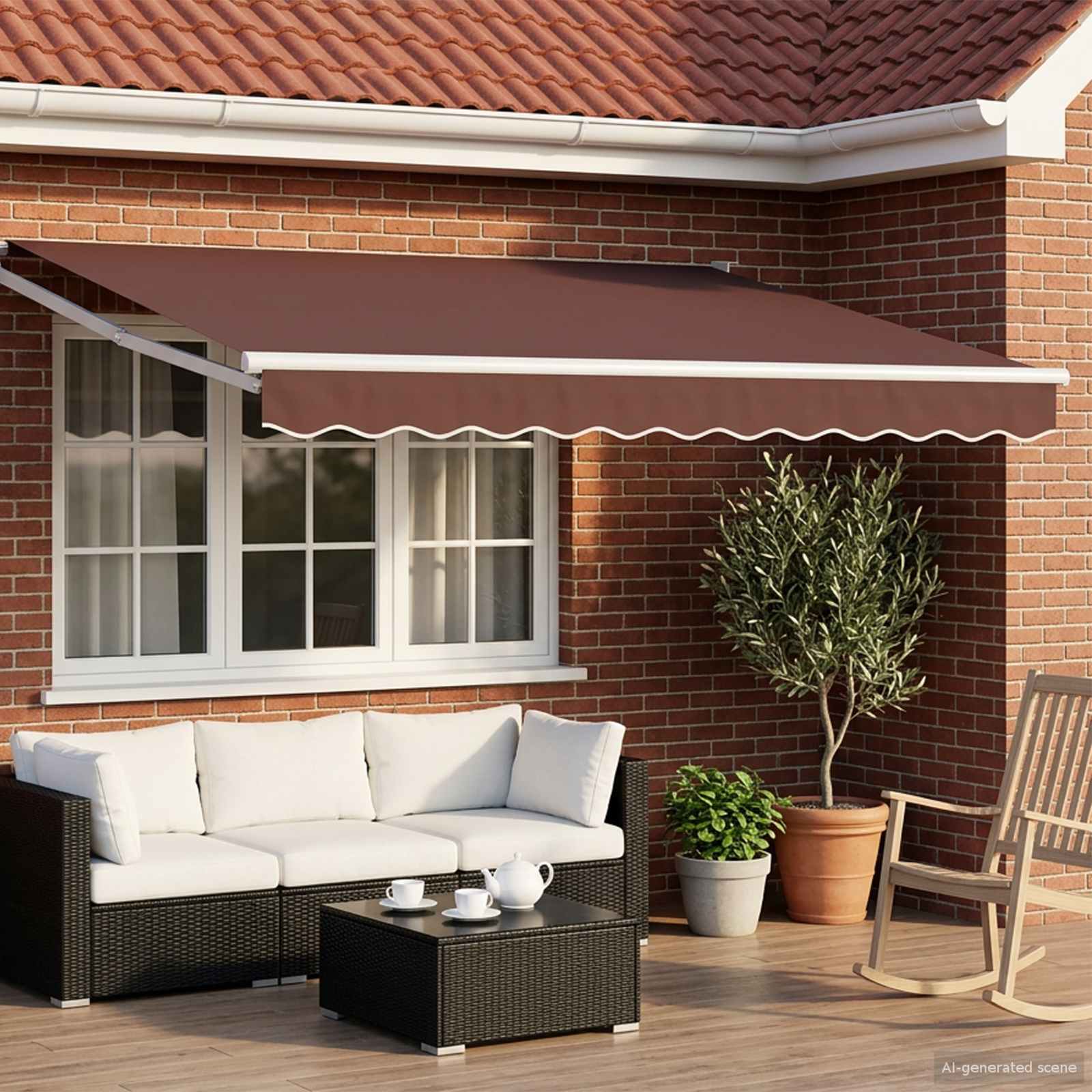 Tenda retrattile Marrone 3 x 2 m Poliestere e Metallo