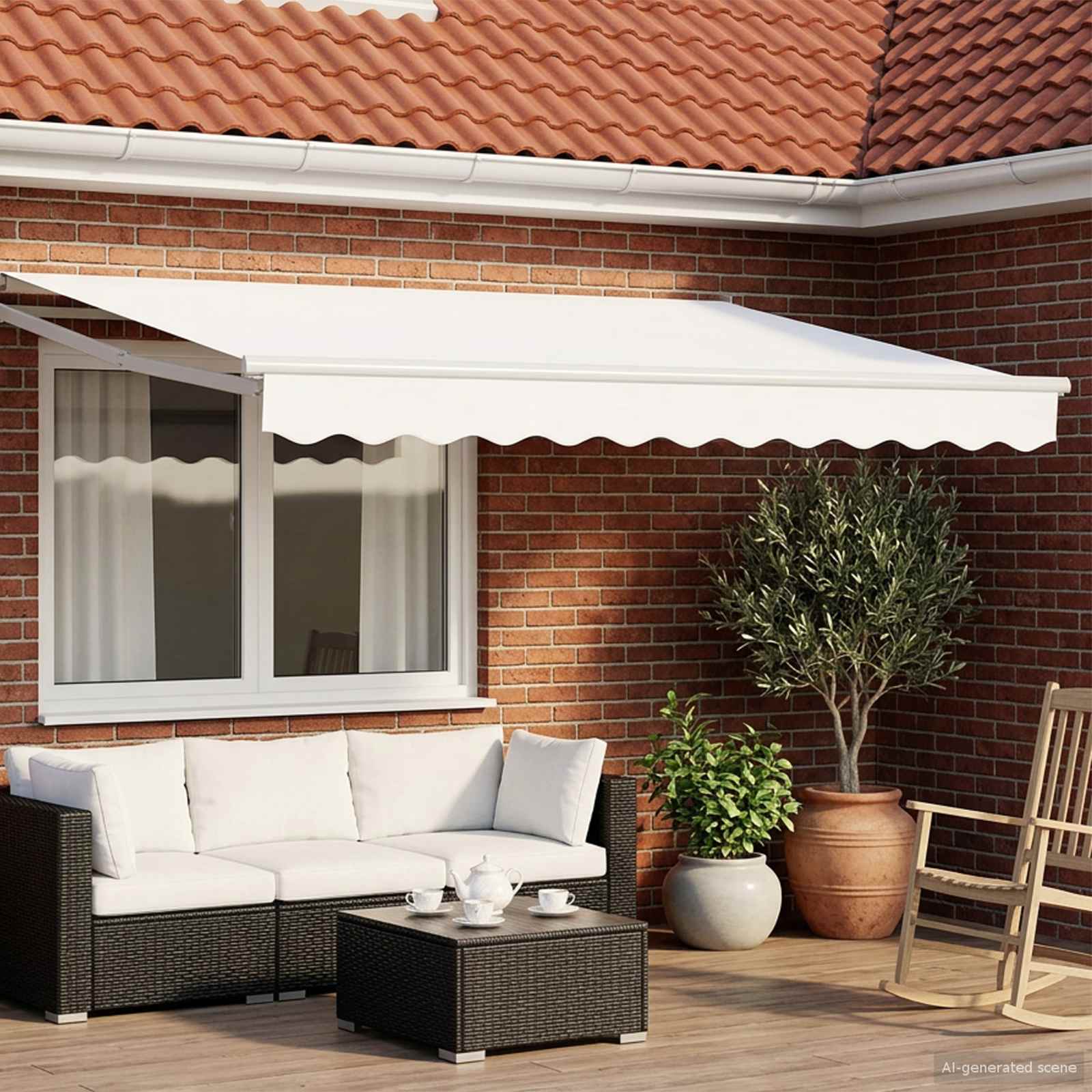 Tenda retrattile Bianco 3,5 x 2 m Poliestere e Metallo