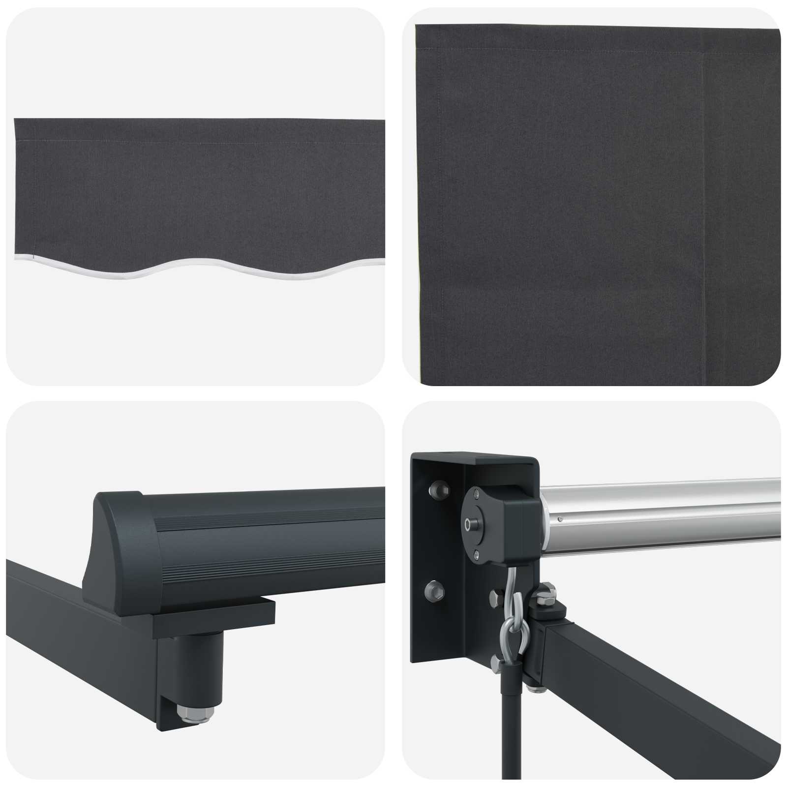 Tenda retrattile Antracite 3 x 2 m 100% Poliestere e Alluminio