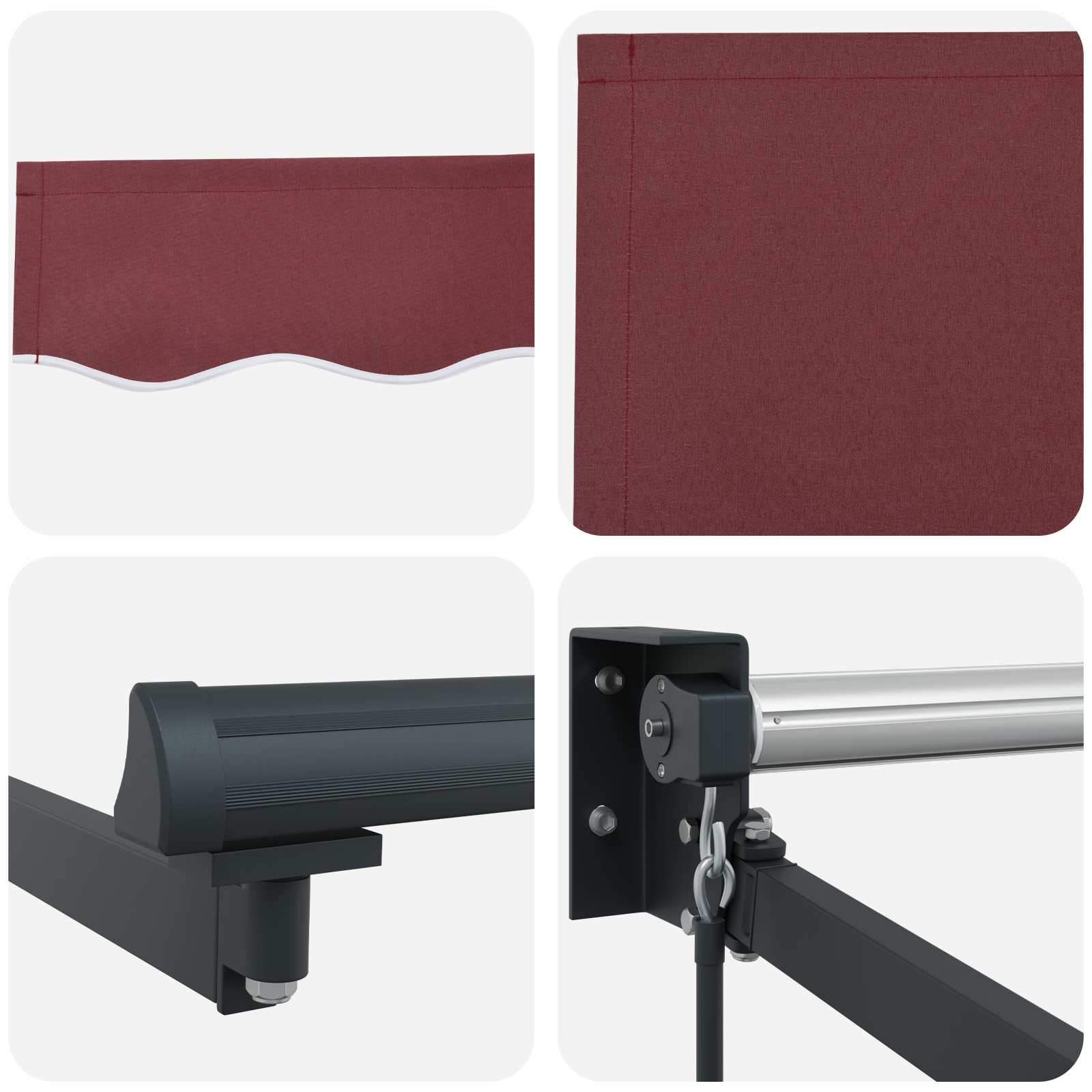 Tenda retrattile Borgogna 3 x 2 m 100% Poliestere e Alluminio