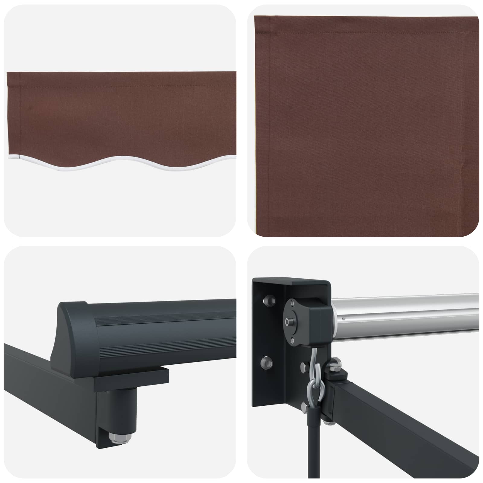 Tenda retrattile Marrone 3 x 2 m 100% Poliestere e Alluminio