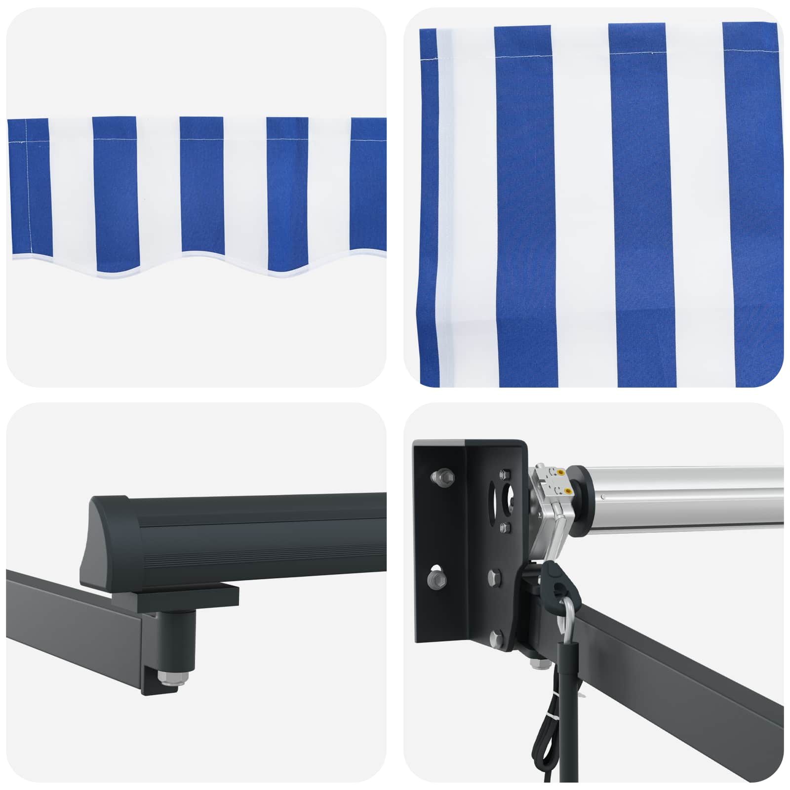 Tenda retrattile Blu e Bianco 3 x 2 m Poliestere e Metallo