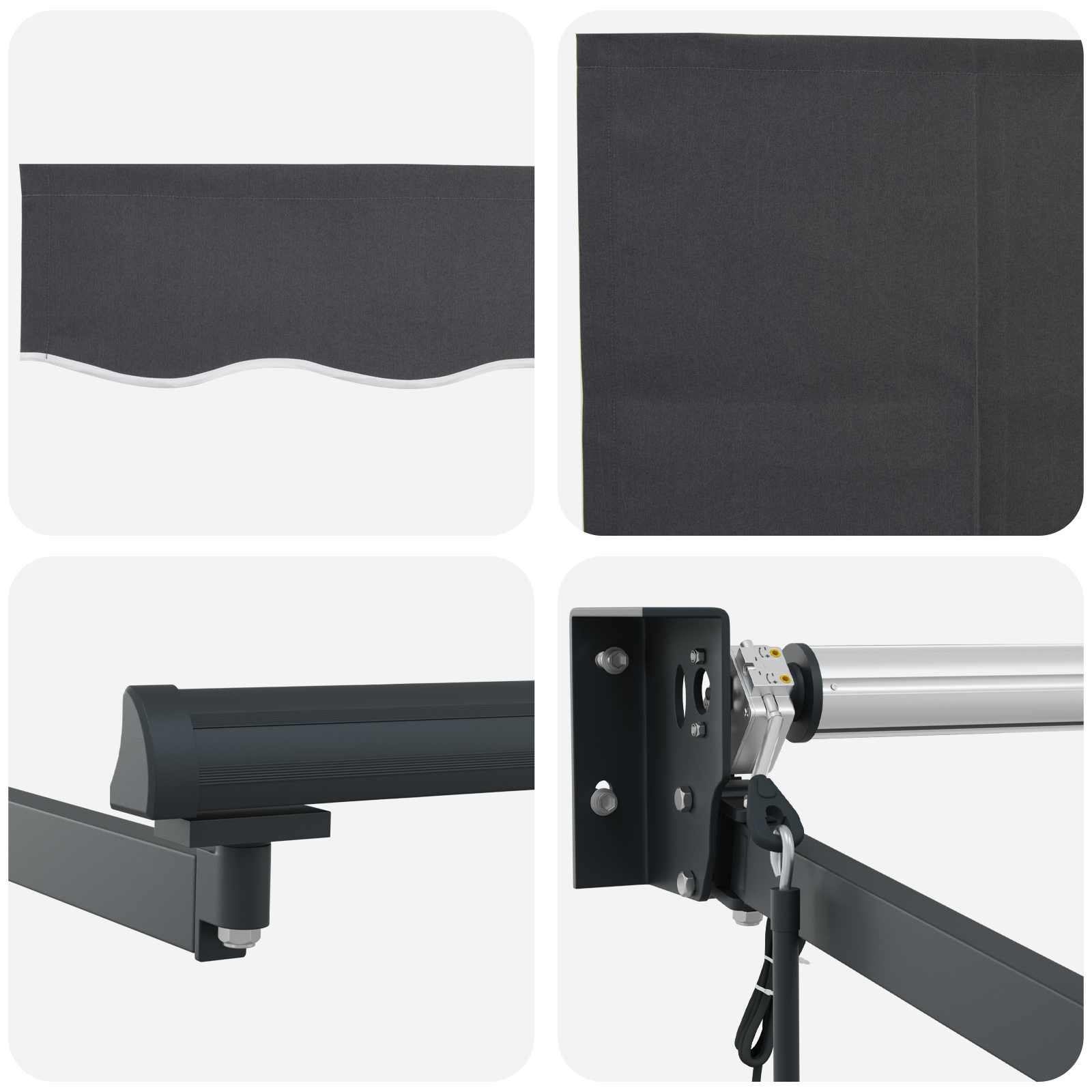 Tenda retrattile Antracite 3,5 x 2 m Poliestere e Metallo