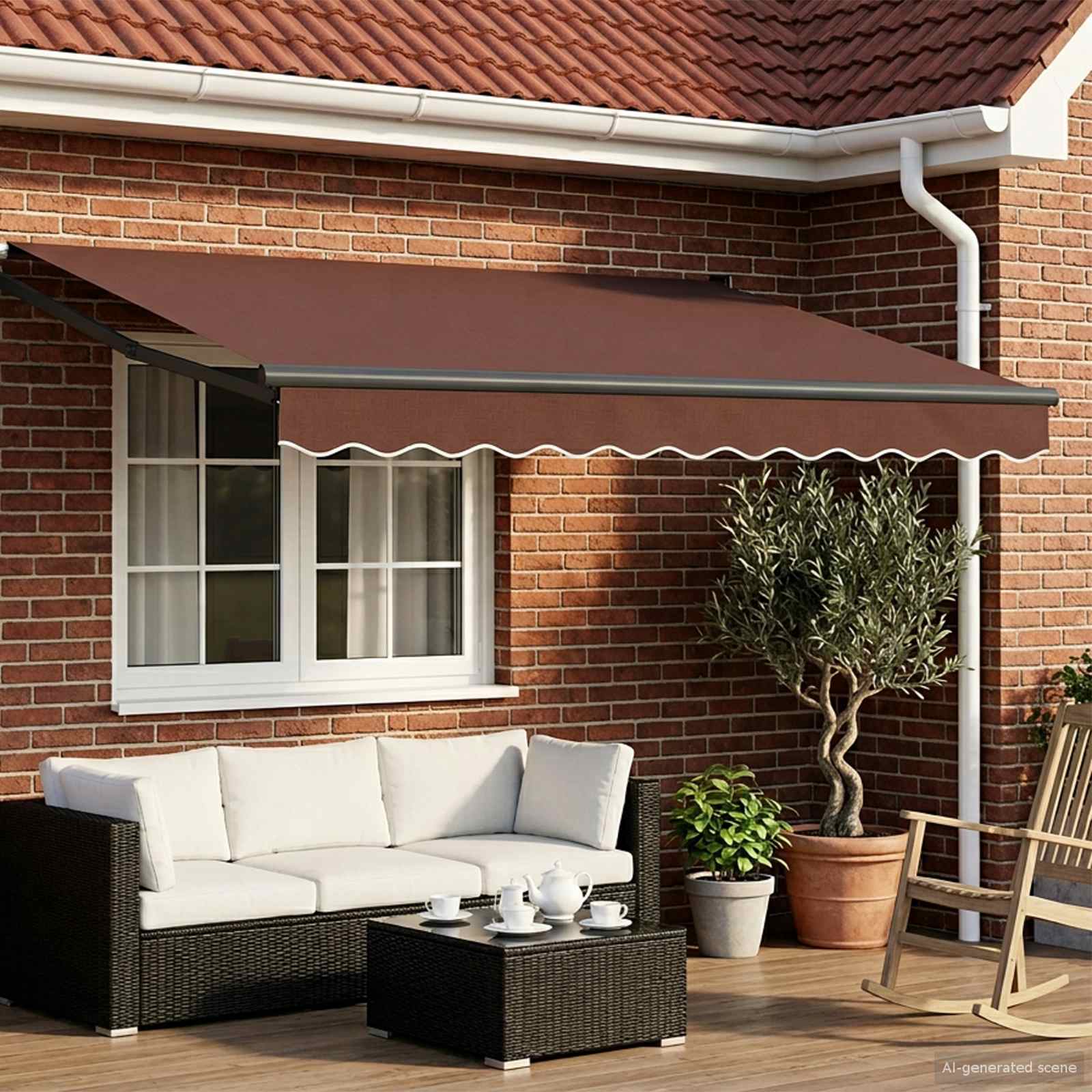 Tenda retrattile Marrone 3,5 x 2 m Poliestere e Metallo