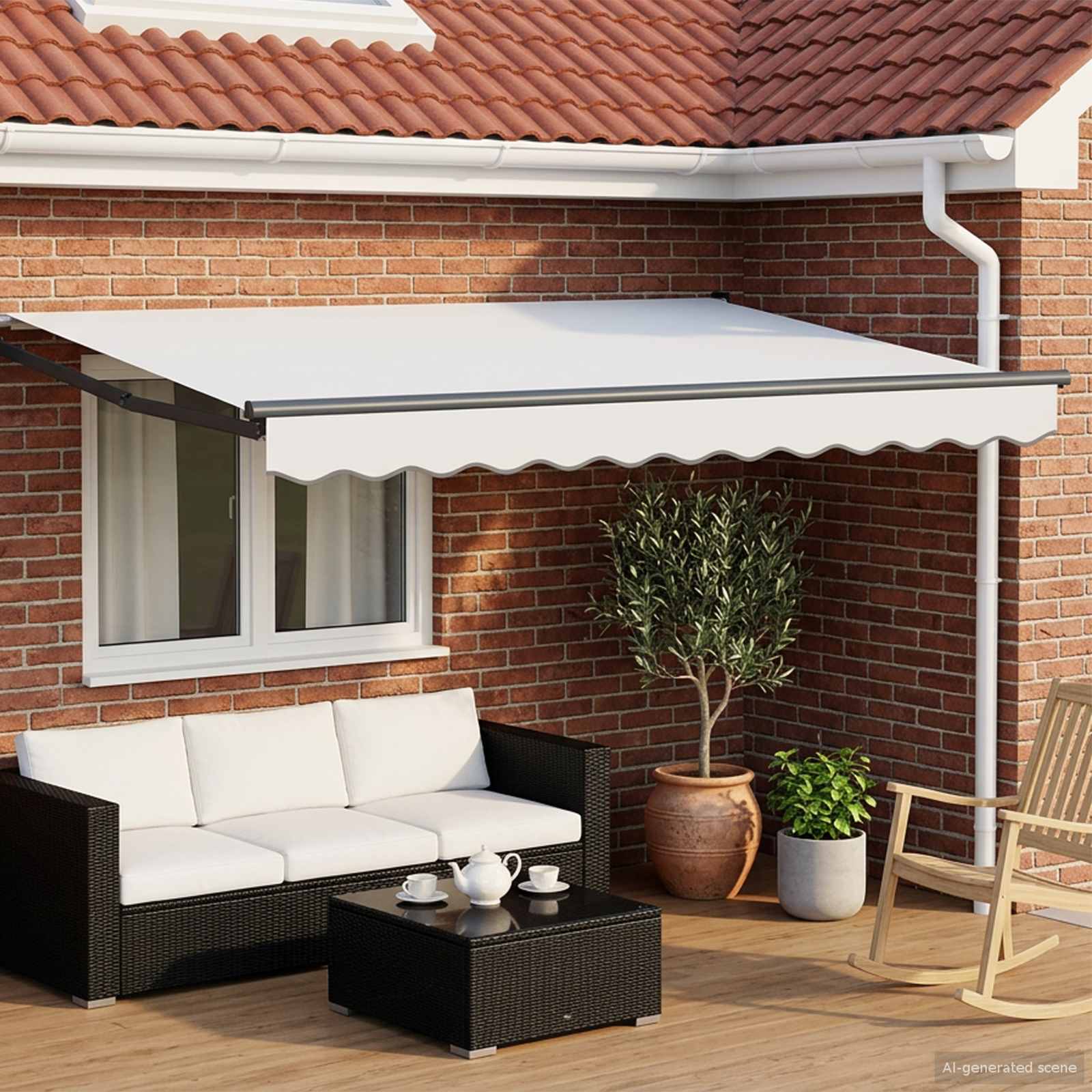 Tenda retrattile Bianco 3,5 x 2 m Poliestere e Metallo
